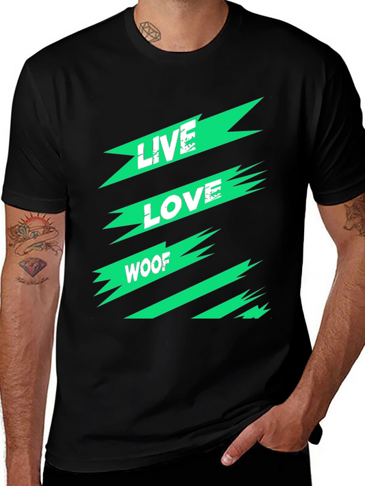 Live Love Woof Graphic Tee - Modern Black T-Shirt