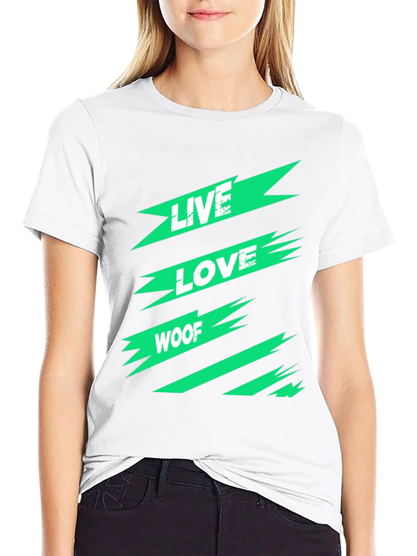 Live Love Woof Graphic Tee - Modern Black T-Shirt