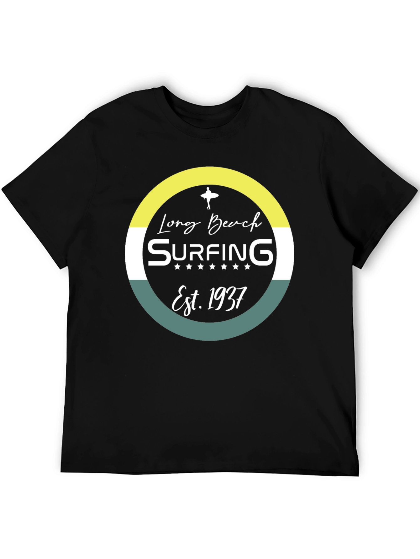 Long Beach Surfing Est. 1937 Black Graphic Tee