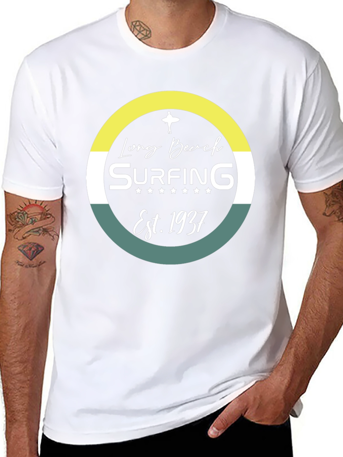 Long Beach Surfing Est. 1937 Black Graphic Tee