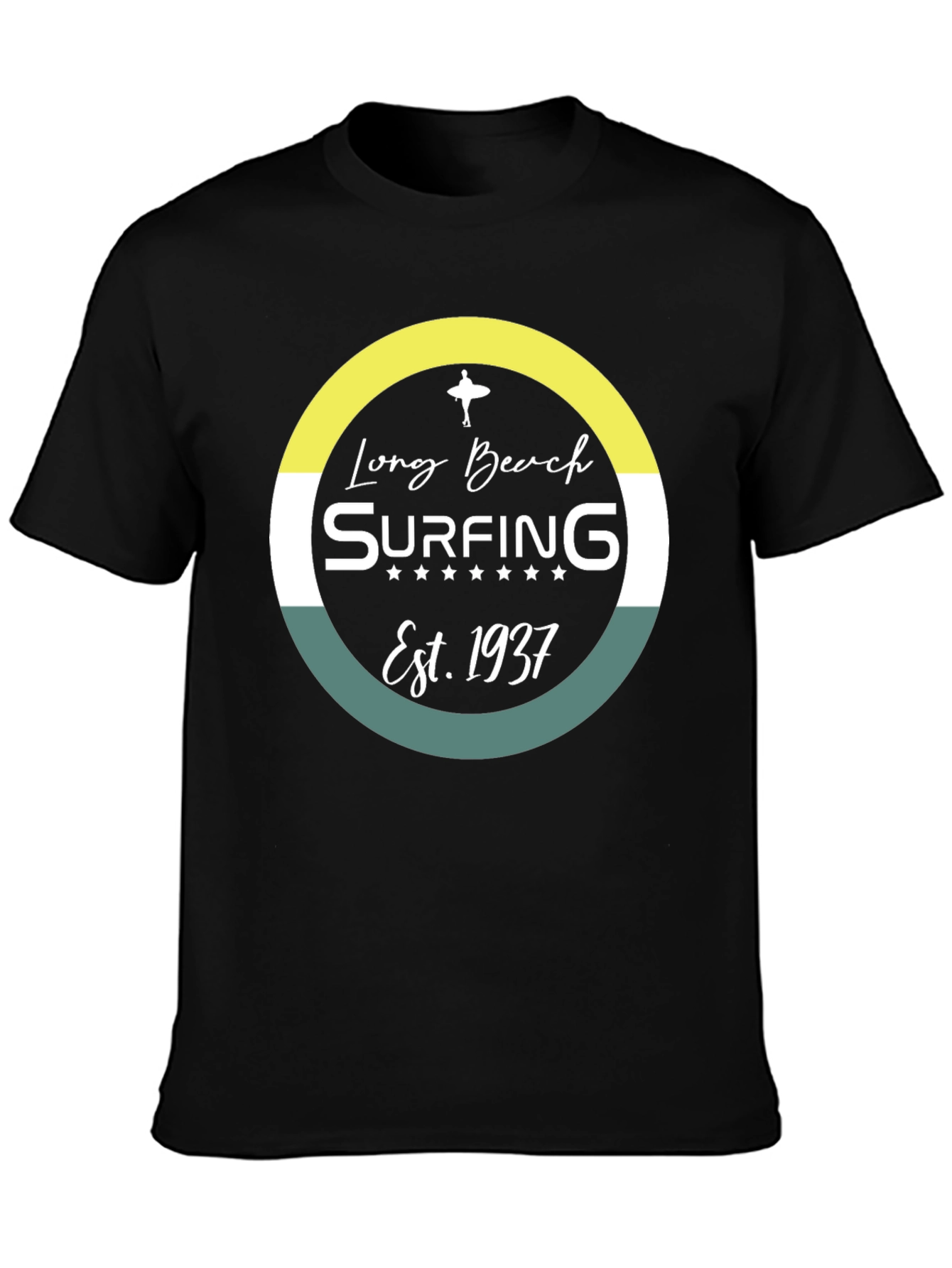 Long Beach Surfing Est. 1937 Black Graphic Tee
