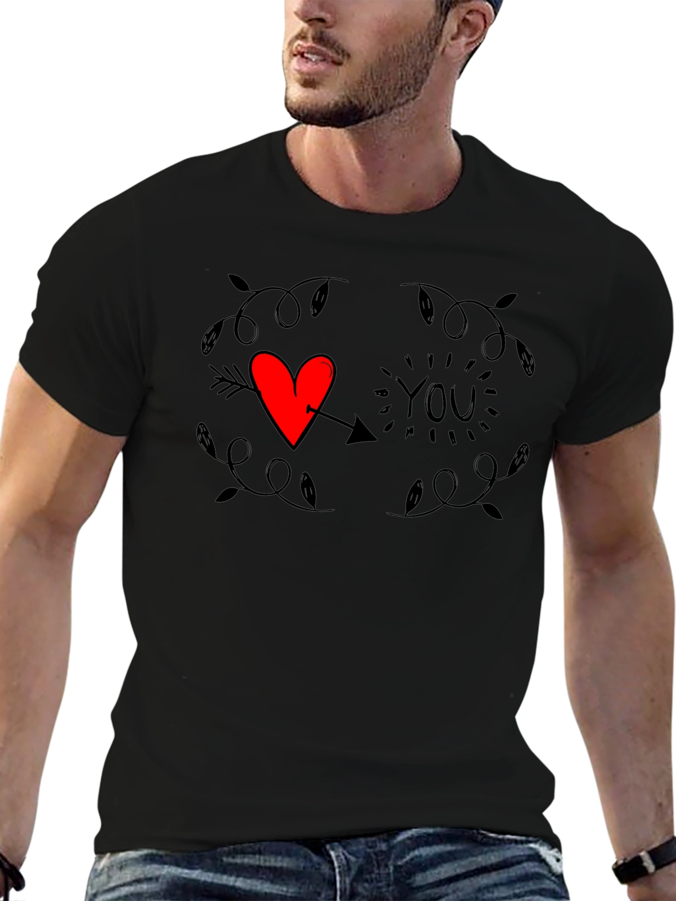 Heart You Graphic Tee - Trendy Black T-Shirt