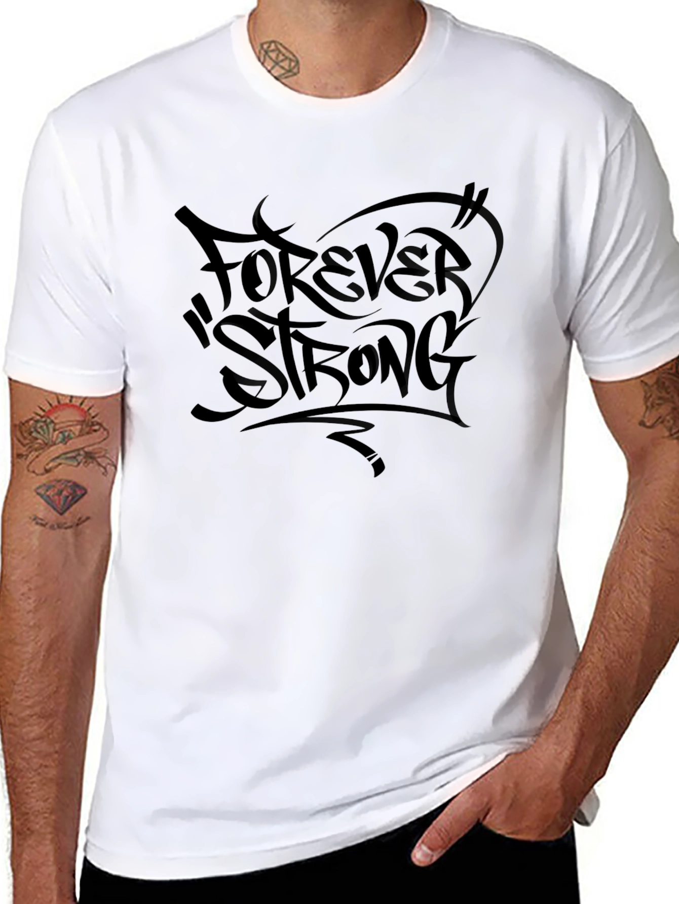 Forever Strong Black Graphic T-Shirt