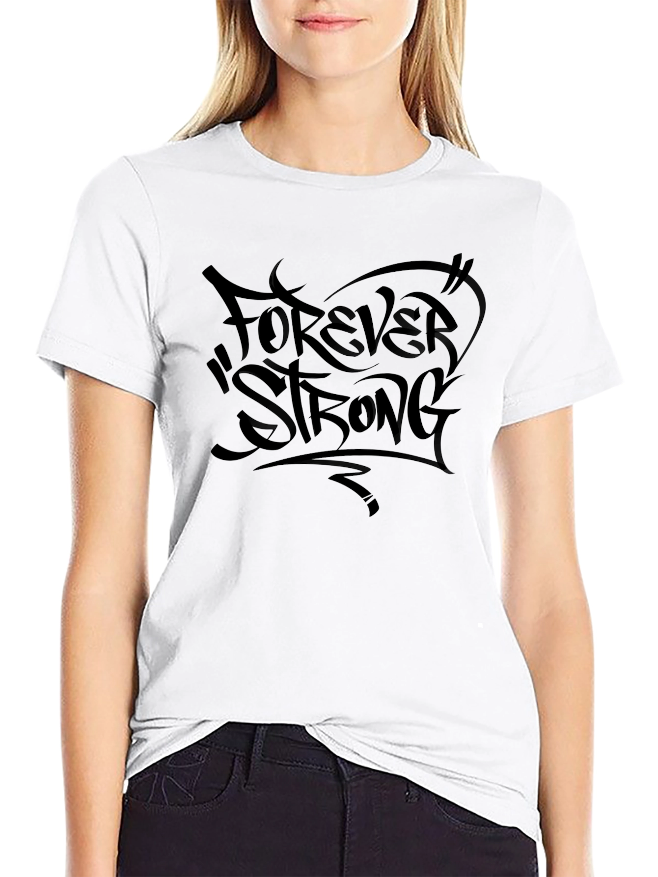 Forever Strong Black Graphic T-Shirt