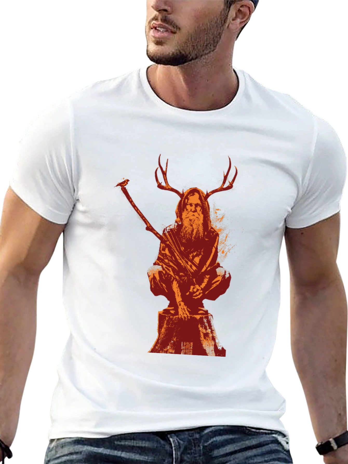 Mystical Druid T-Shirt: Unique Forest Spirit Design