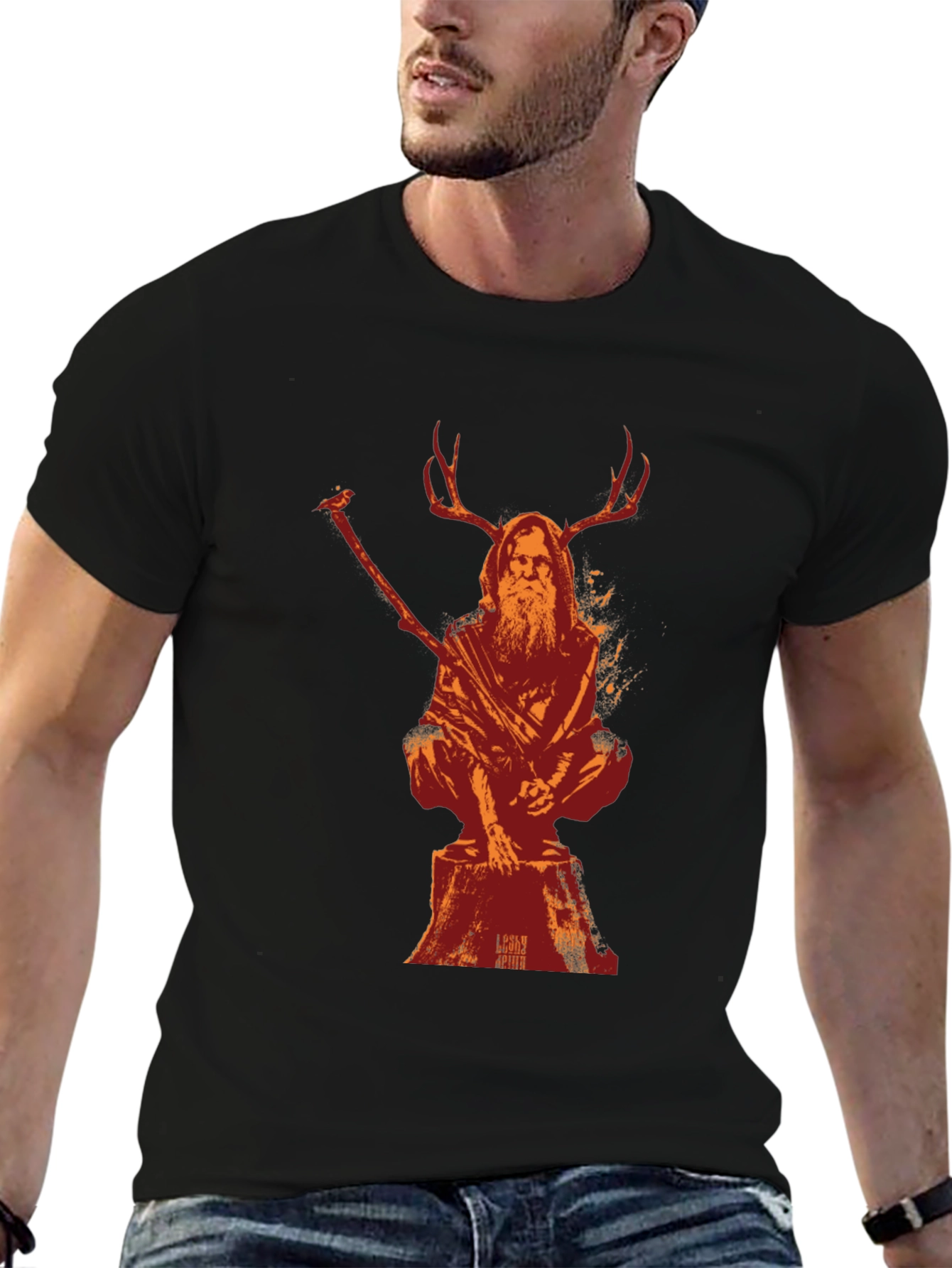 Mystical Druid T-Shirt: Unique Forest Spirit Design