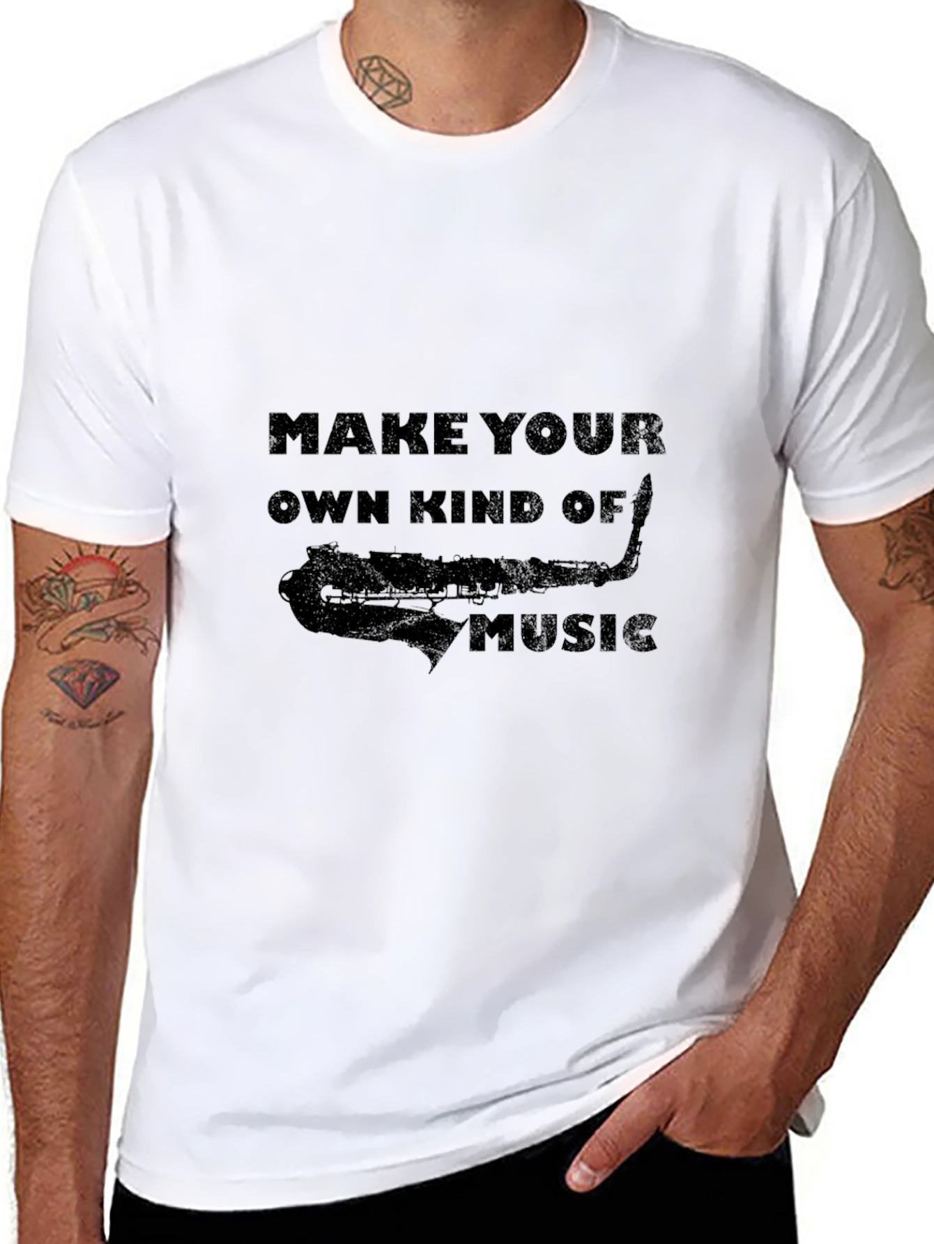 Saxophone Music Graphic T-Shirt - Black