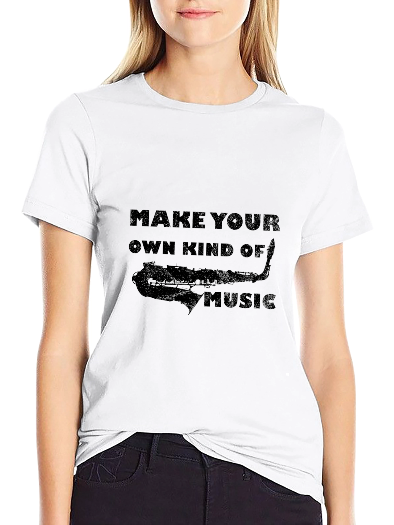 Saxophone Music Graphic T-Shirt - Black