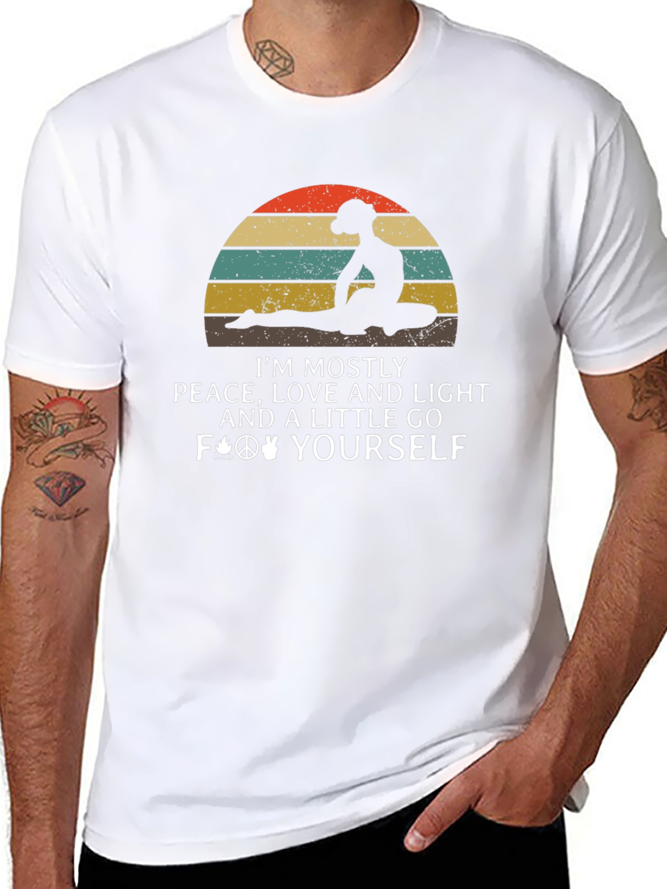 Peace Love Yoga Black Graphic T-Shirt