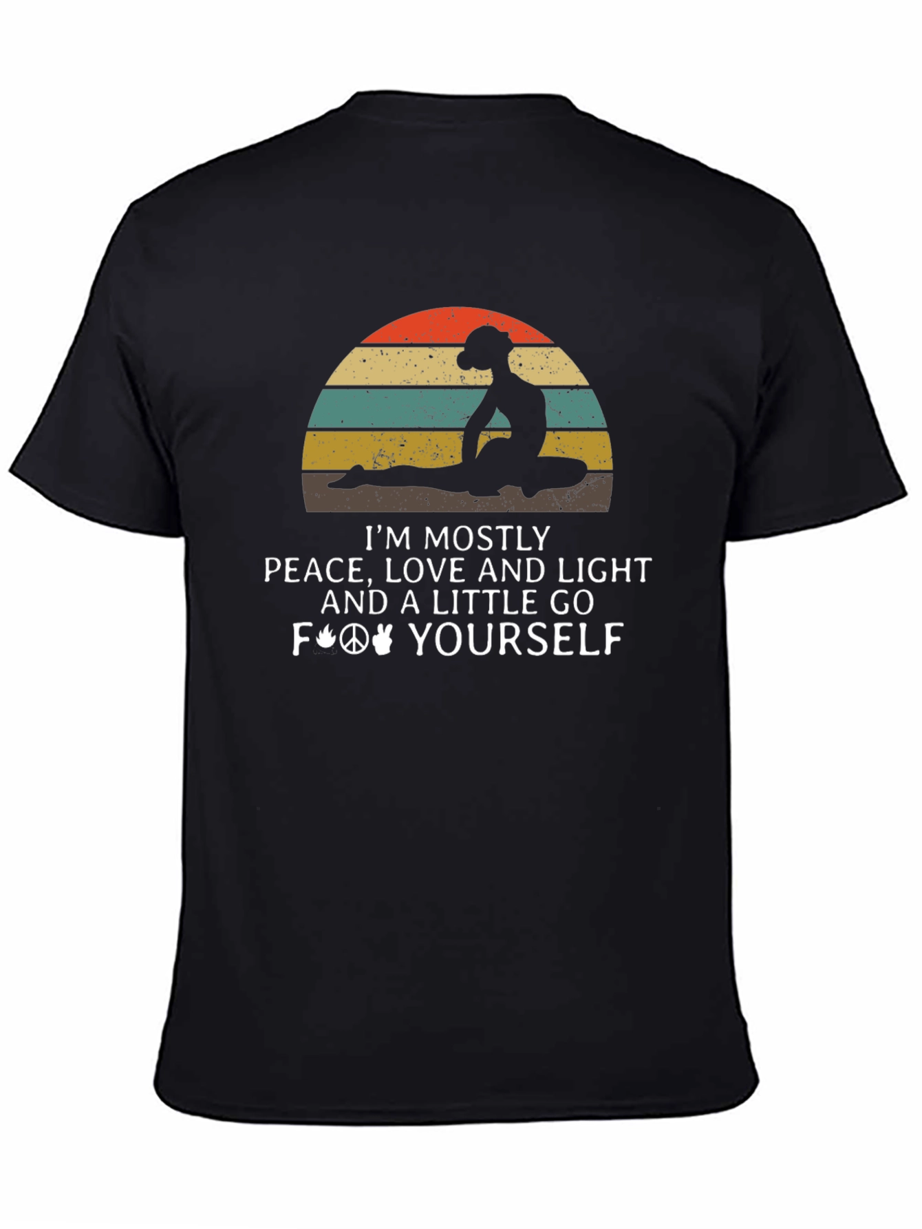 Peace Love Yoga Black Graphic T-Shirt