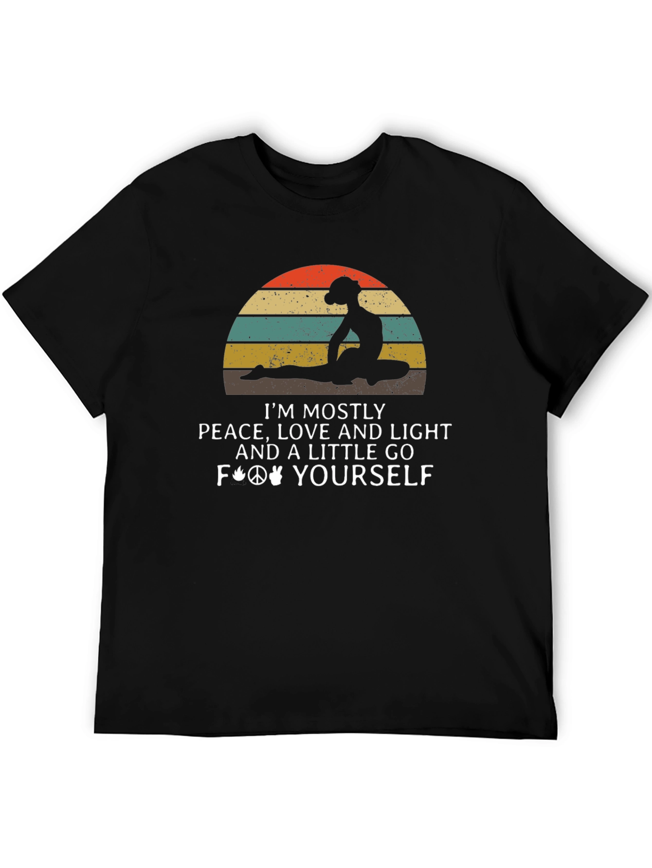 Peace Love Yoga Black Graphic T-Shirt