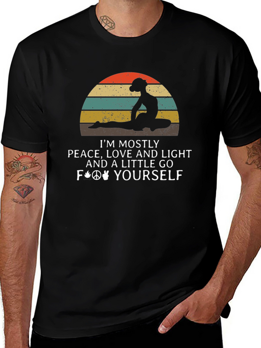 Peace Love Yoga Black Graphic T-Shirt