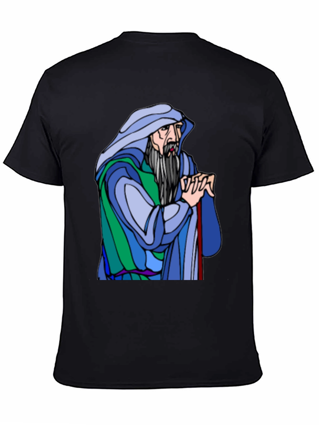 Wizard Graphic Tee - Black Cotton Blend Shirt