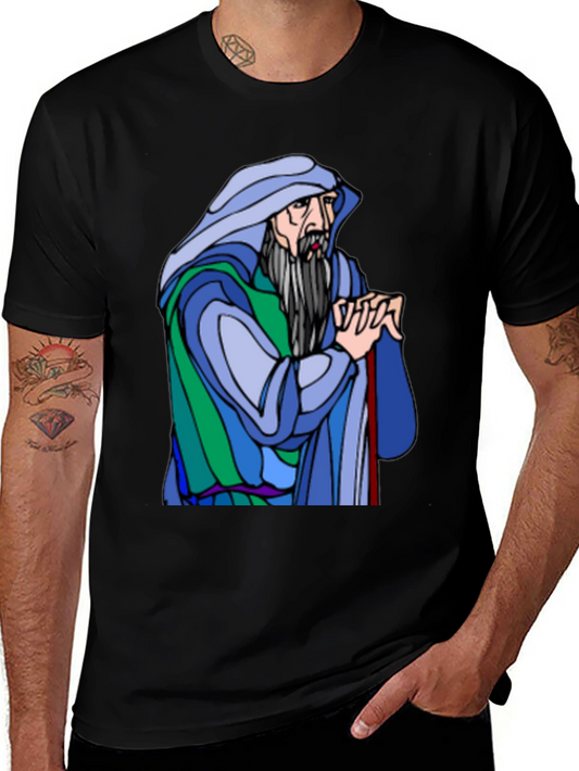 Wizard Graphic Tee - Black Cotton Blend Shirt