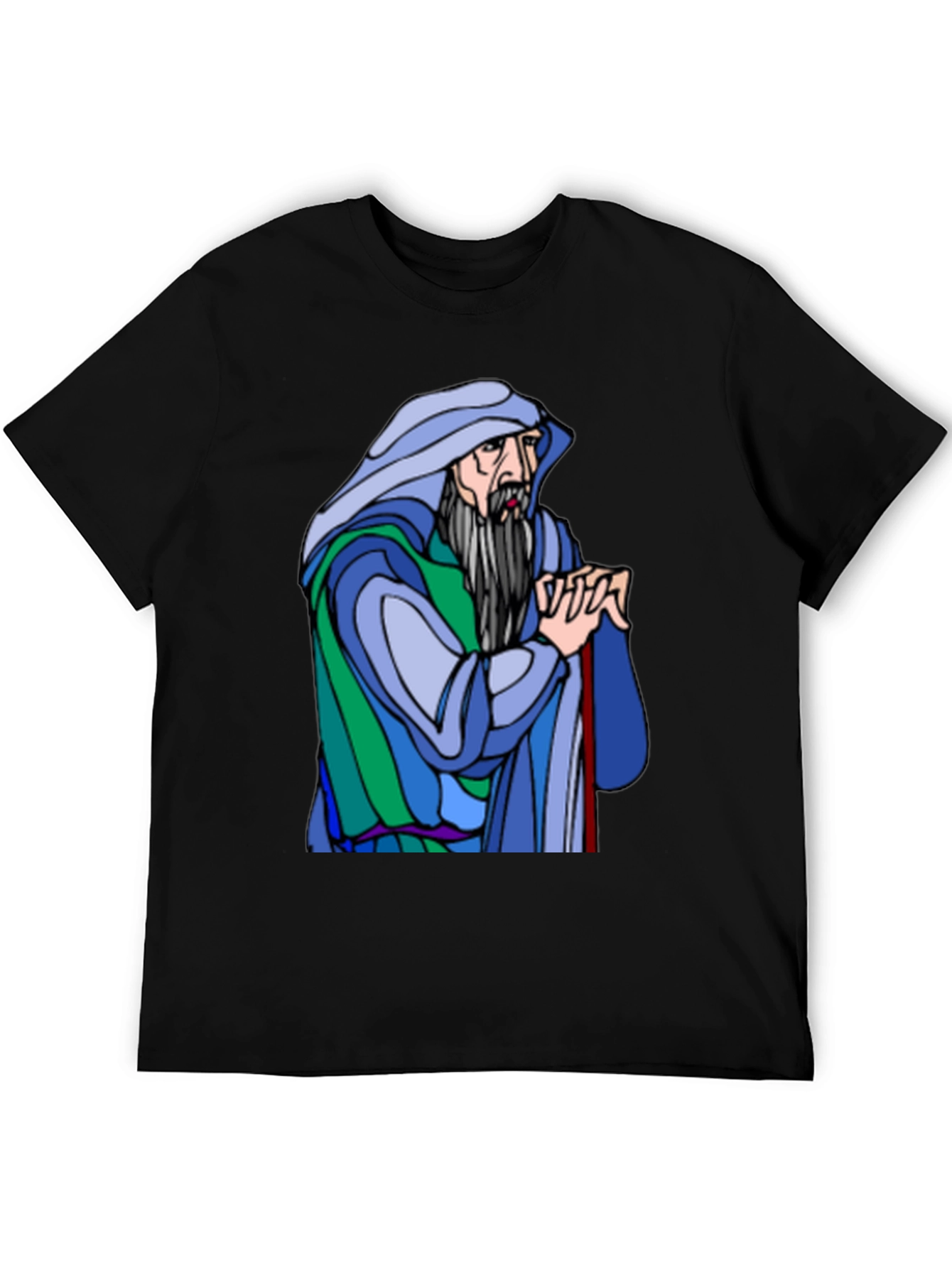Wizard Graphic Tee - Black Cotton Blend Shirt