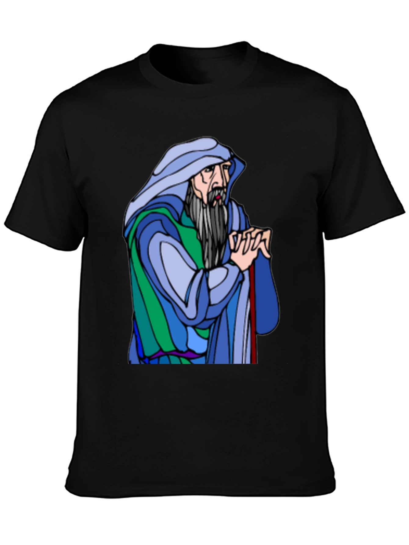 Wizard Graphic Tee - Black Cotton Blend Shirt