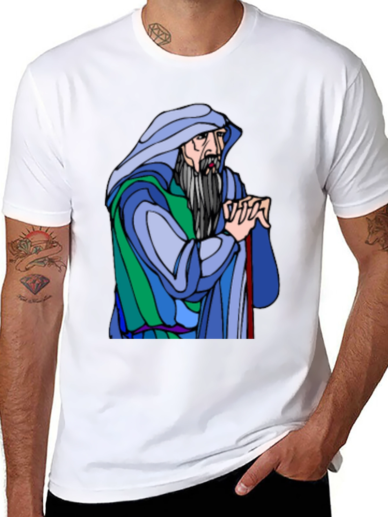 Wizard Graphic Tee - Black Cotton Blend Shirt