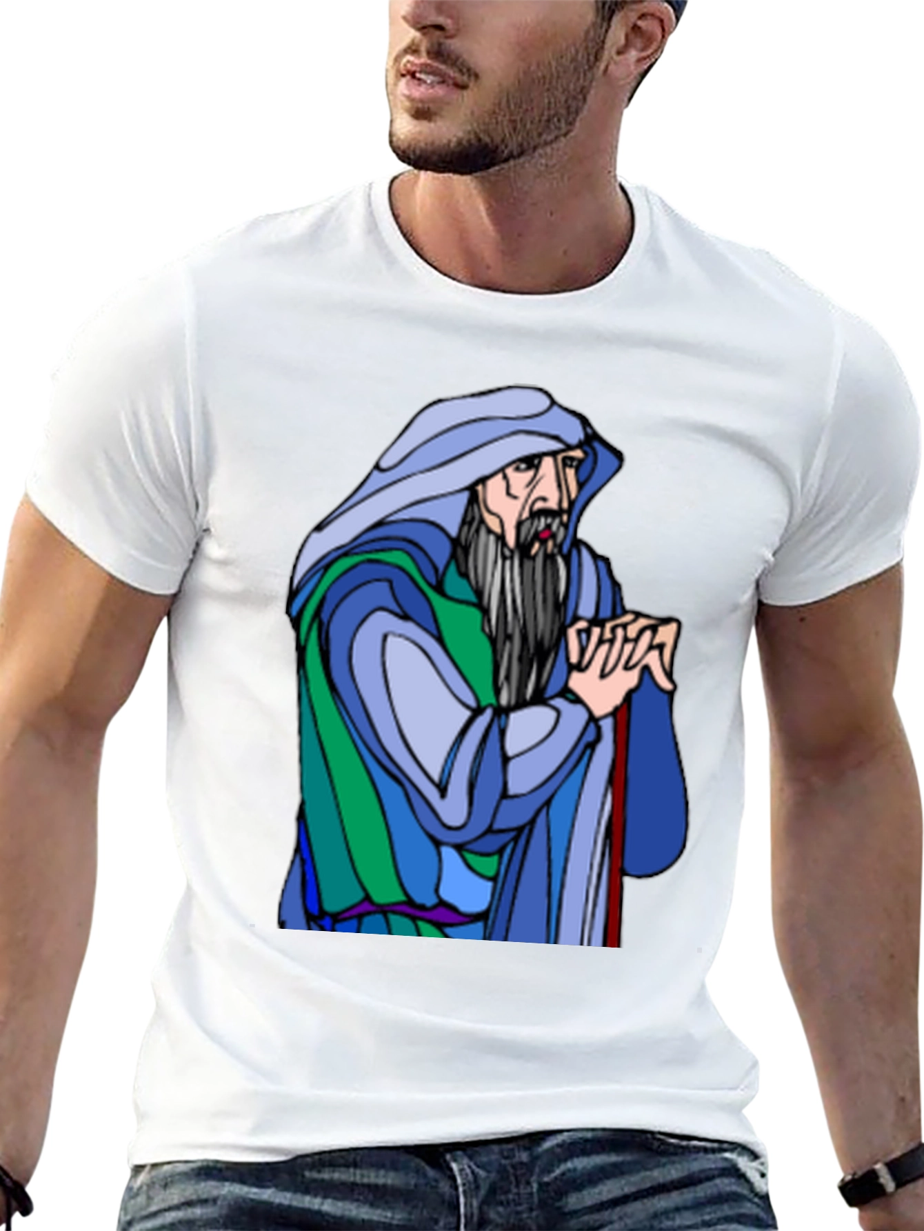 Wizard Graphic Tee - Black Cotton Blend Shirt
