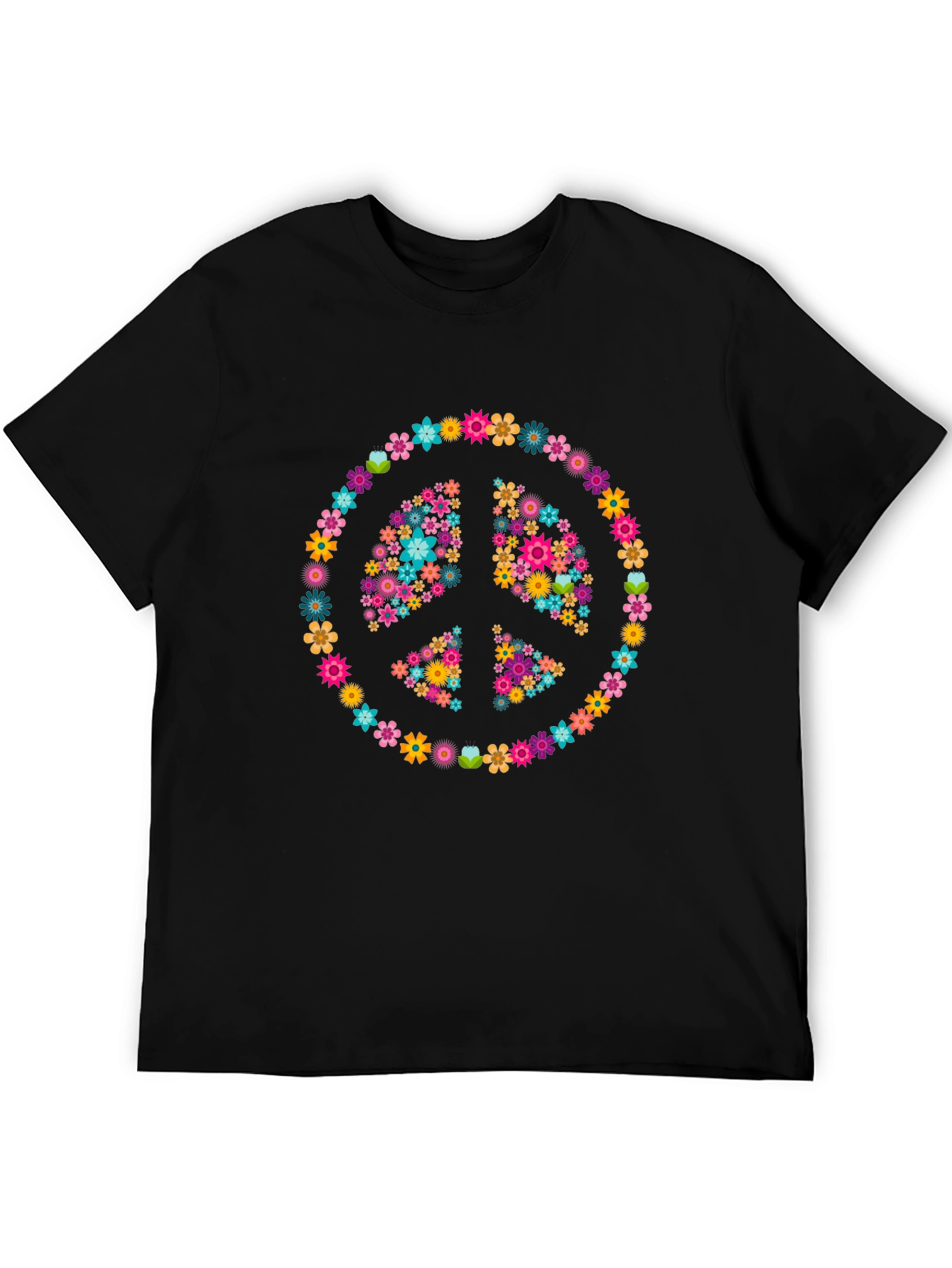 Floral Peace Sign Graphic T-Shirt