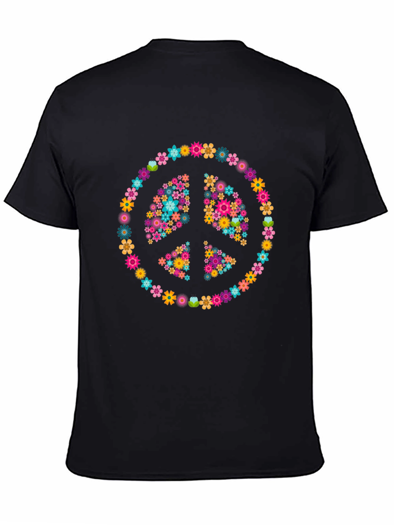 Floral Peace Sign Graphic T-Shirt