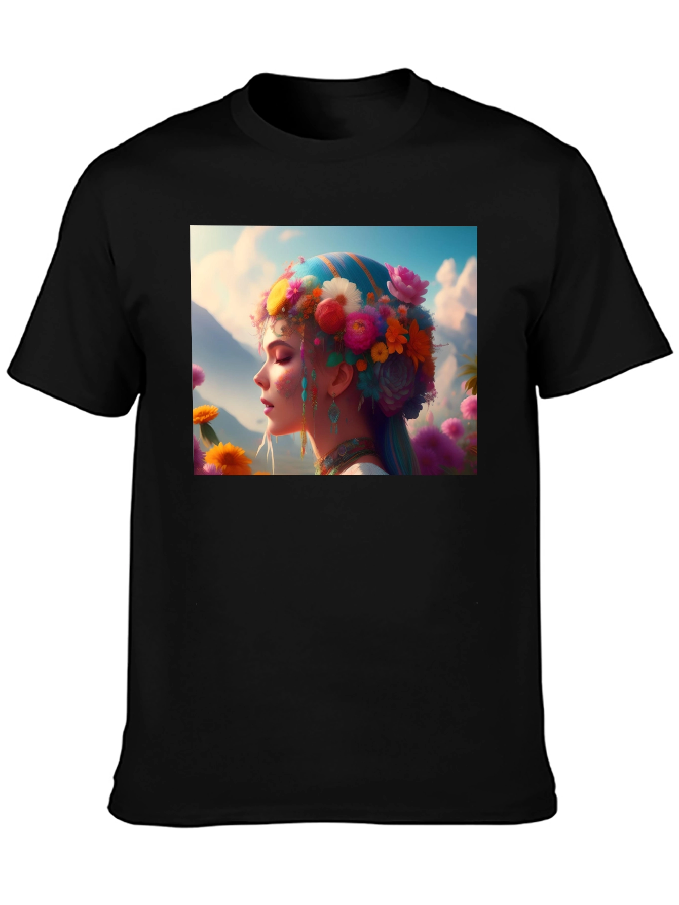 Floral Fantasy Graphic Tee - Unique Artistic Design
