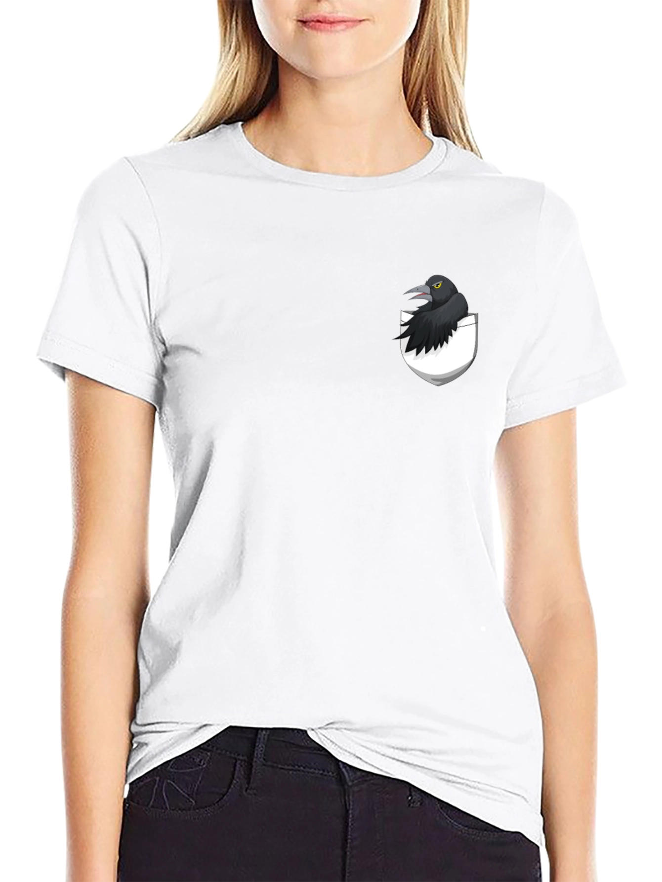 Raven in Pocket Graphic Tee - Black