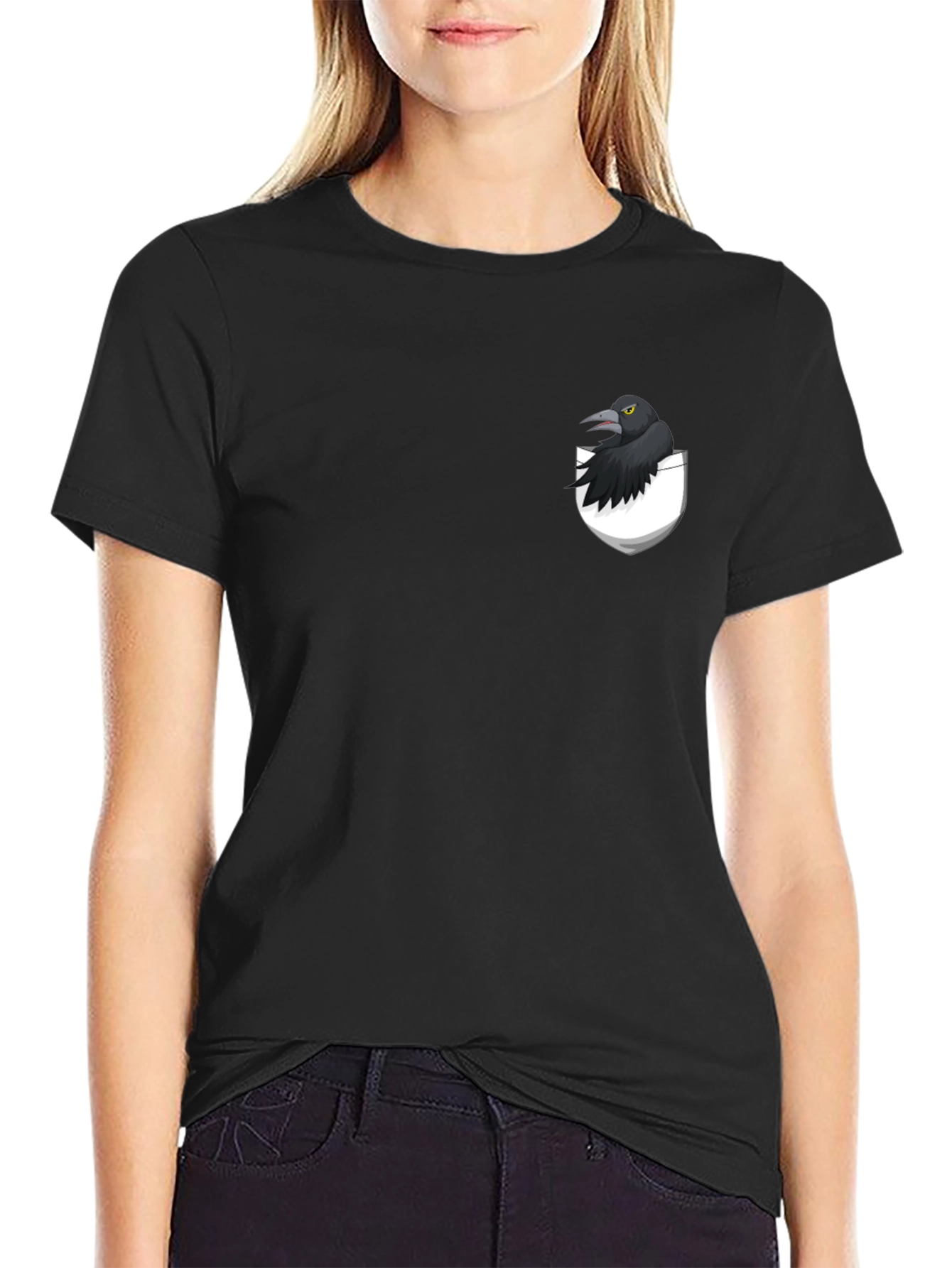 Raven in Pocket Graphic Tee - Black