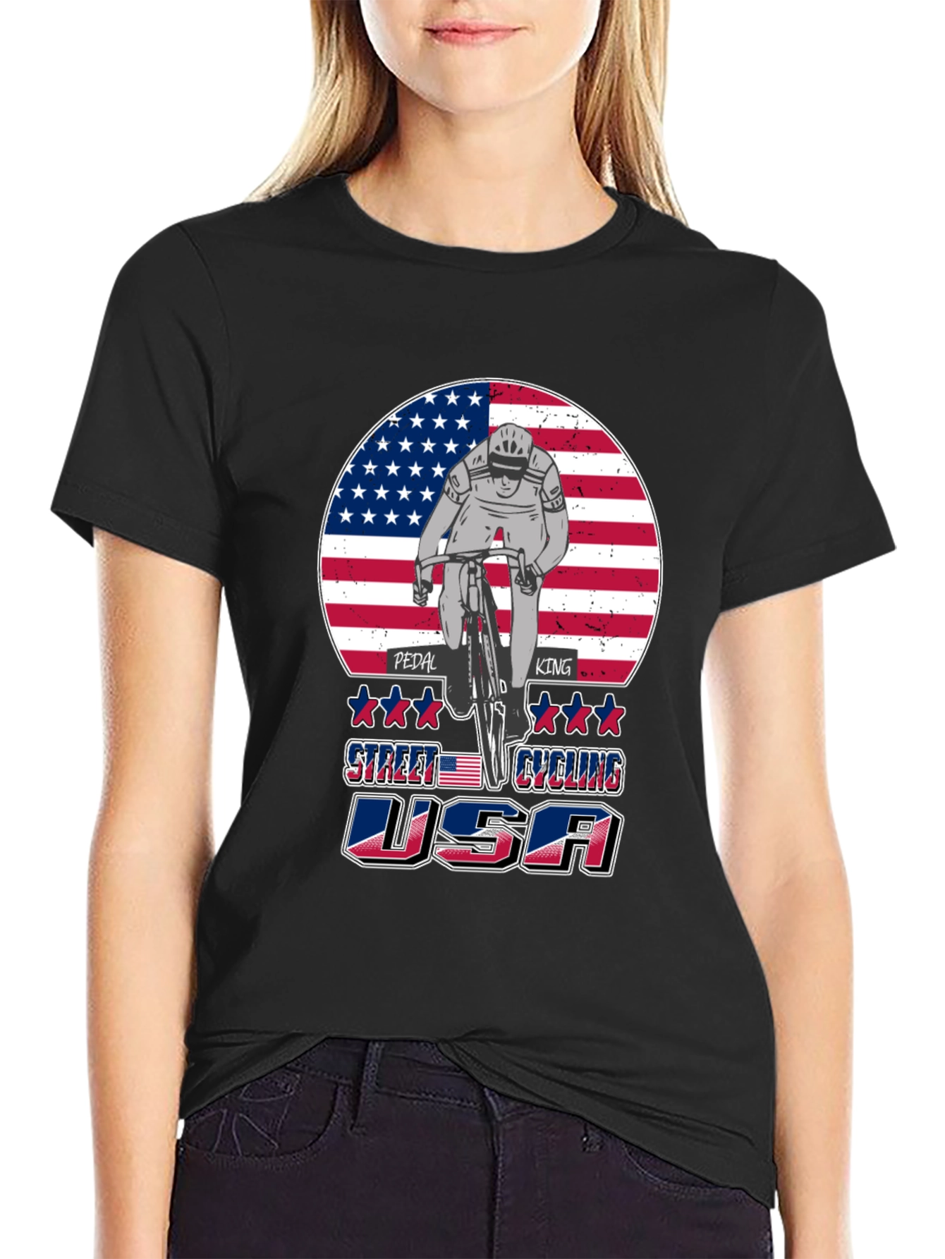 Patriotic Cycling T-Shirt - Pedal King USA