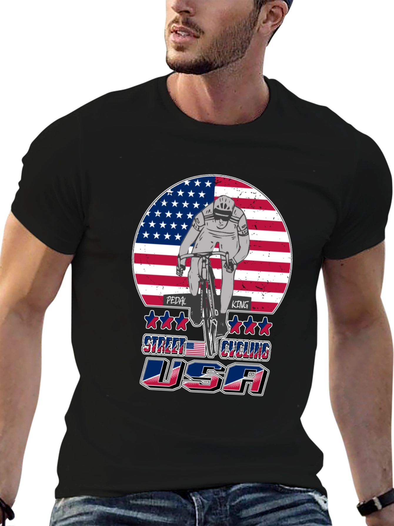 Patriotic Cycling T-Shirt - Pedal King USA