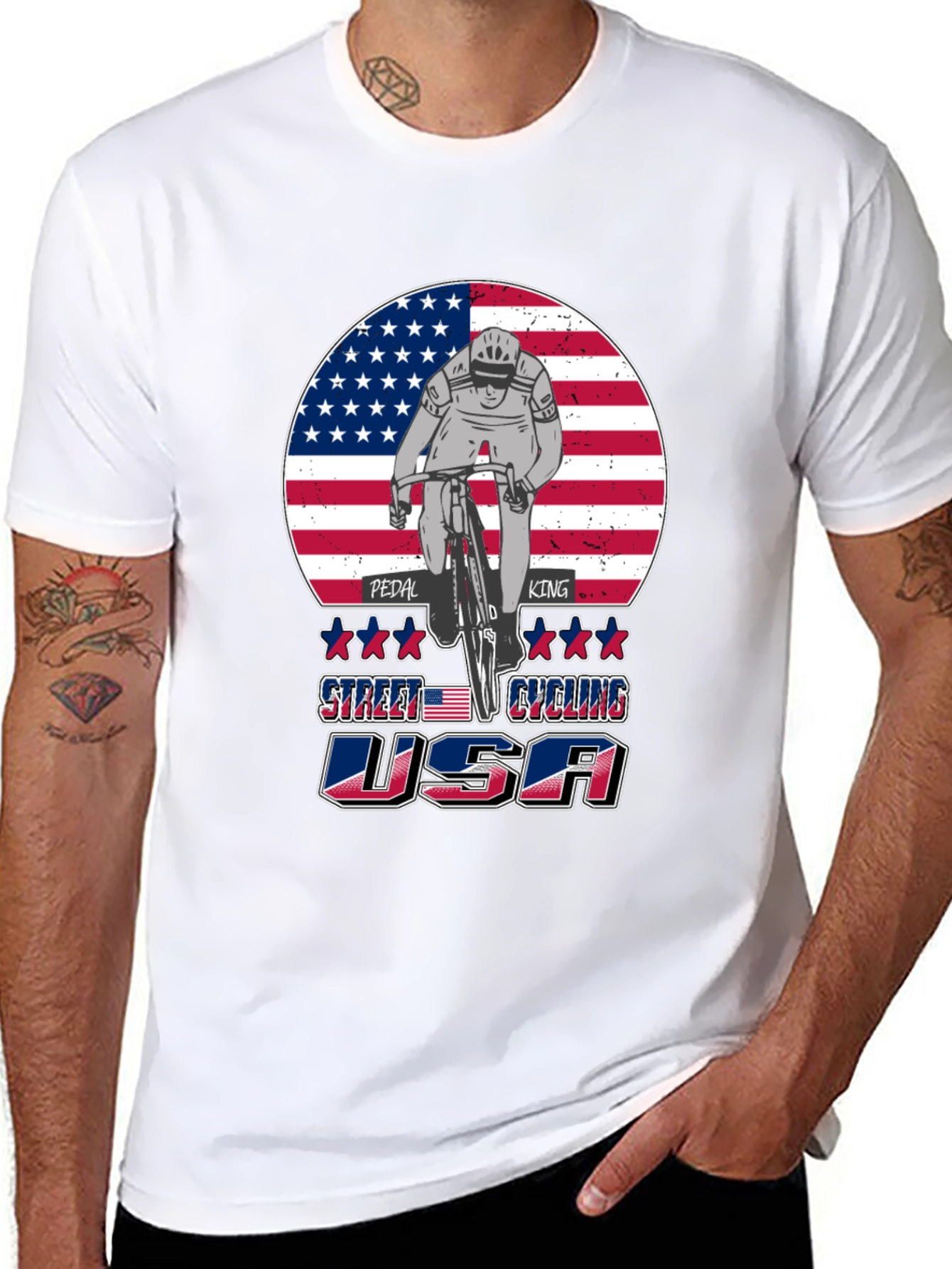 Patriotic Cycling T-Shirt - Pedal King USA