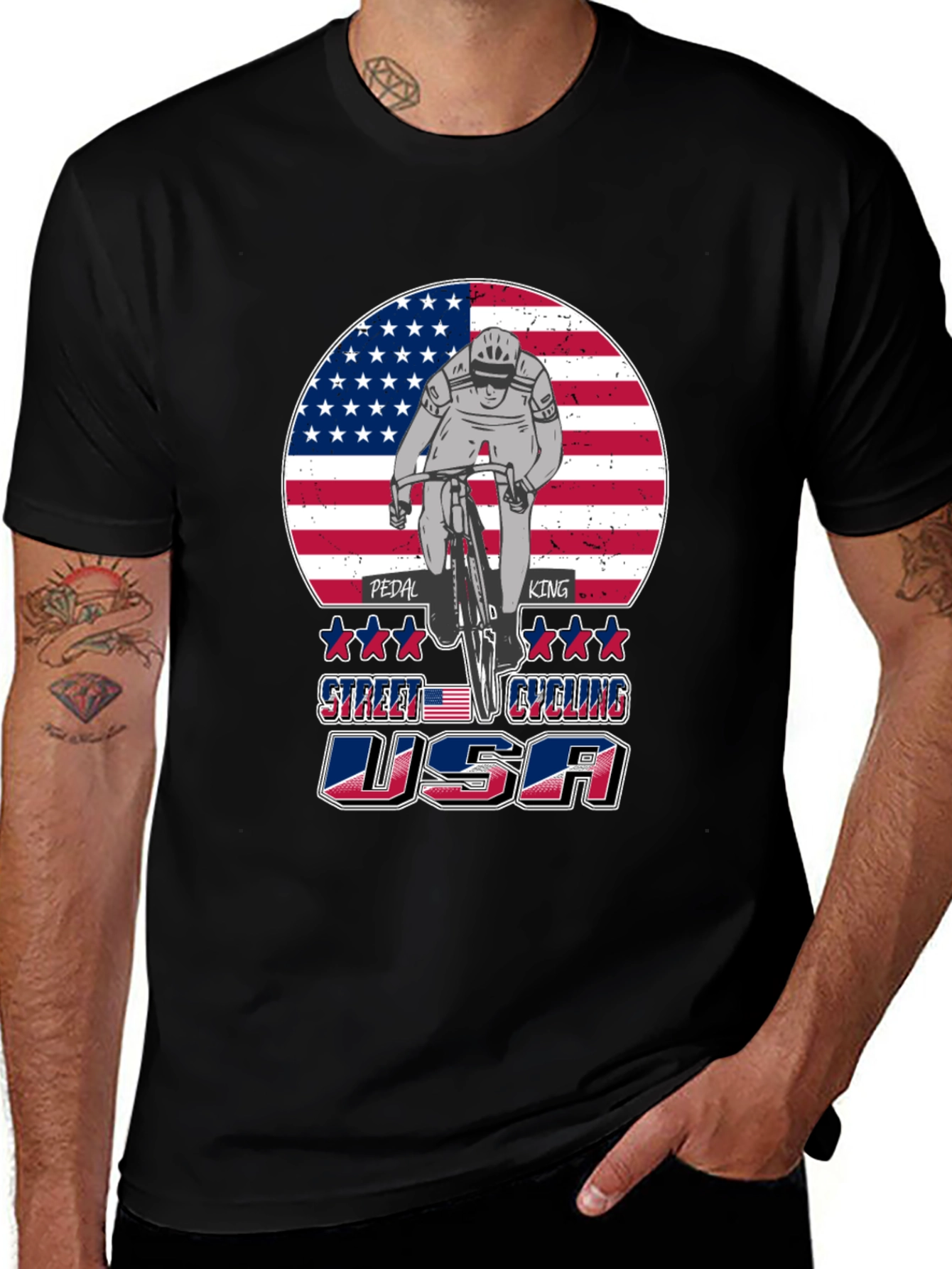 Patriotic Cycling T-Shirt - Pedal King USA