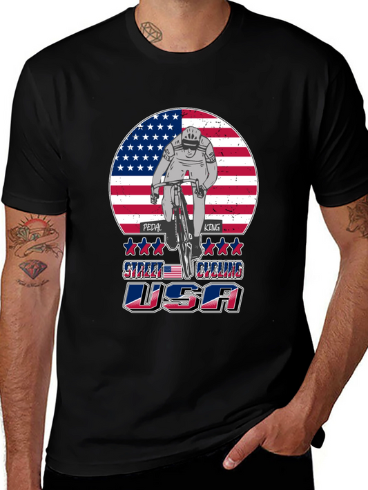 Patriotic Cycling T-Shirt - Pedal King USA
