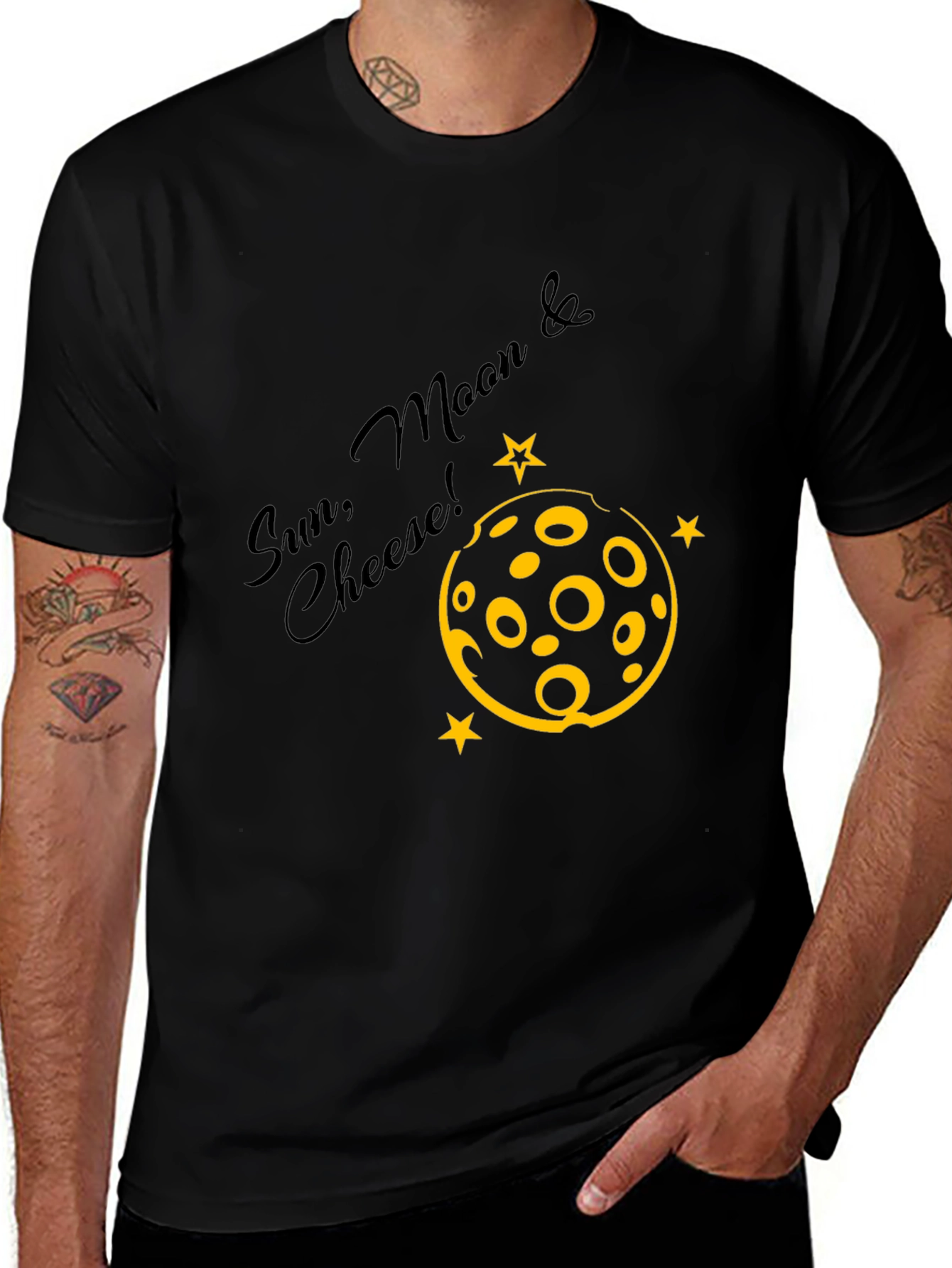 Sun Moon & Cheese Black Graphic Tee