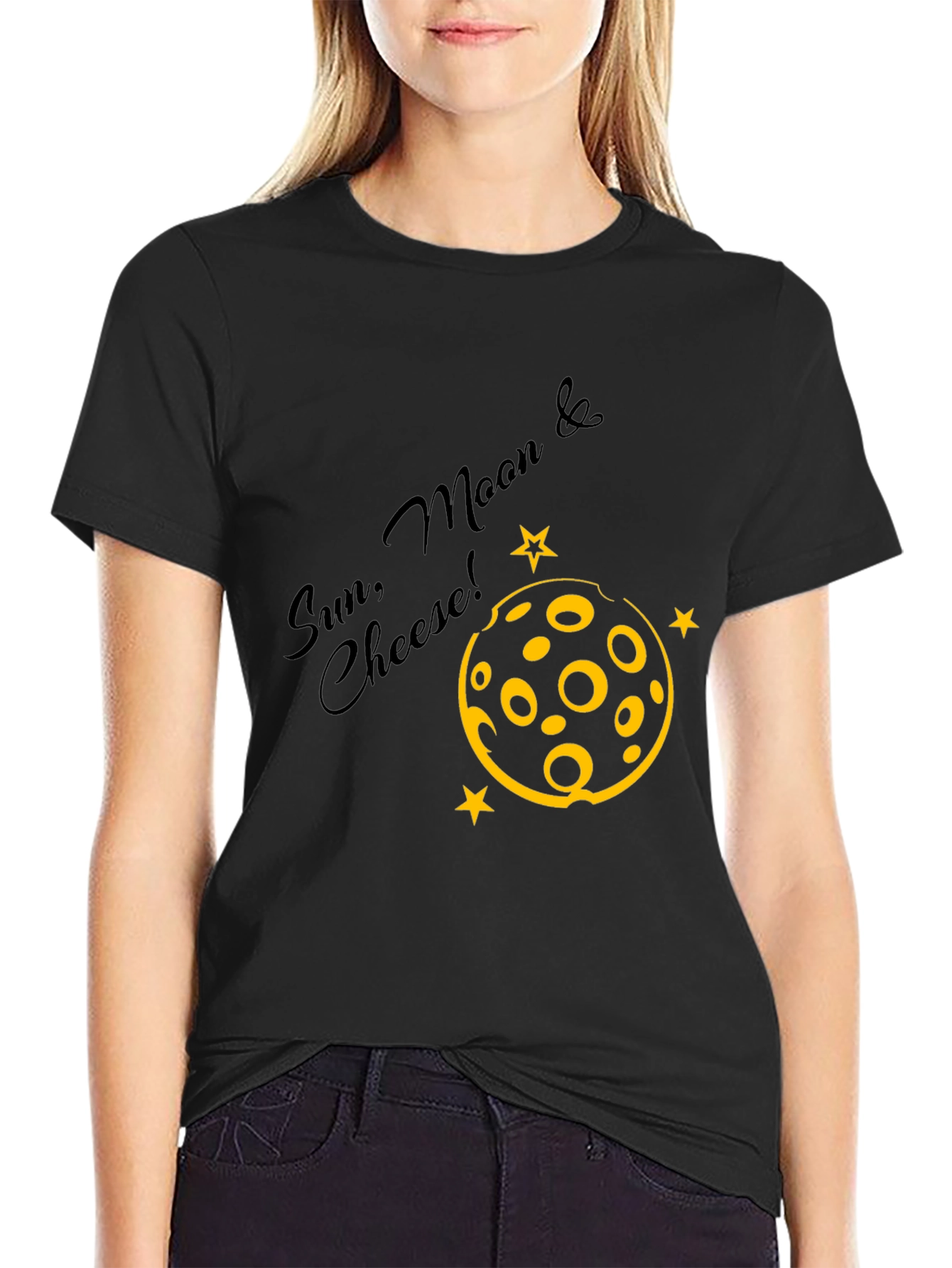 Sun Moon & Cheese Black Graphic Tee