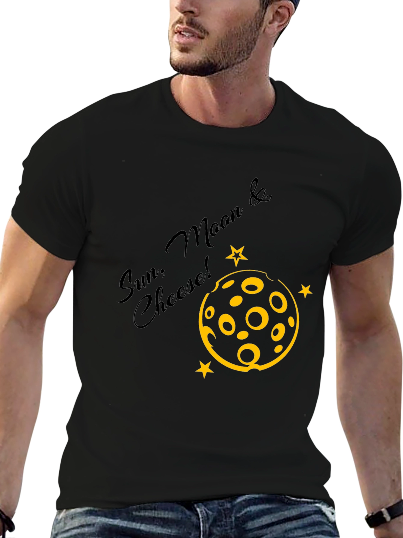 Sun Moon & Cheese Black Graphic Tee