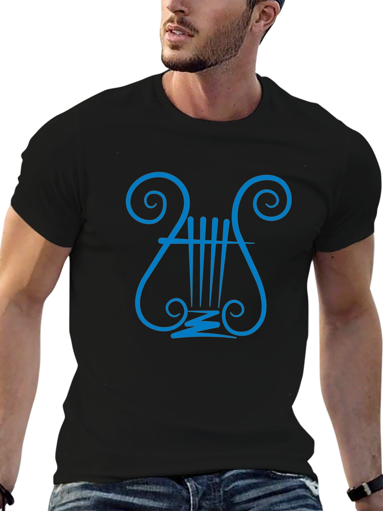 Lyre Graphic Print Black T-Shirt