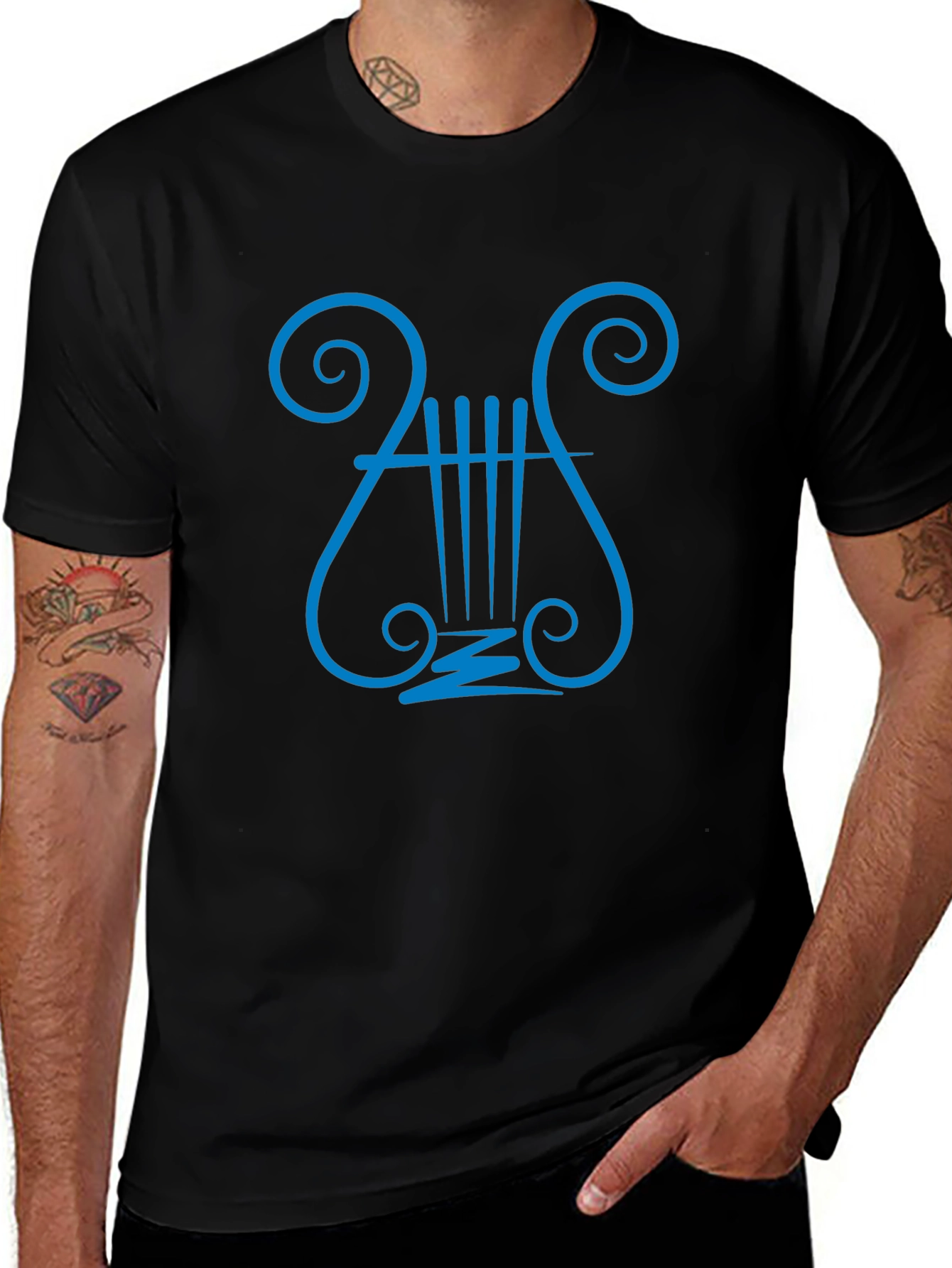 Lyre Graphic Print Black T-Shirt