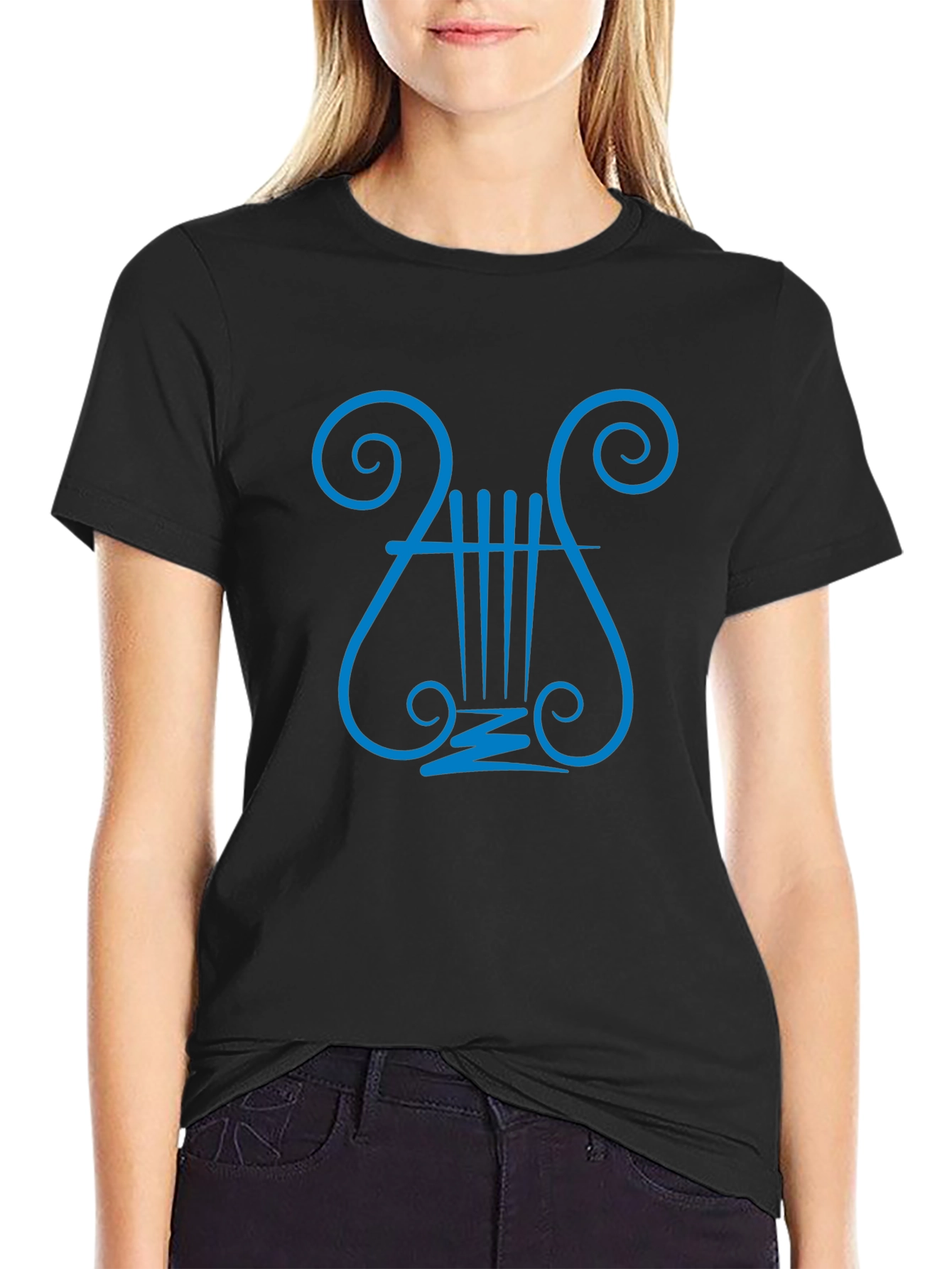Lyre Graphic Print Black T-Shirt