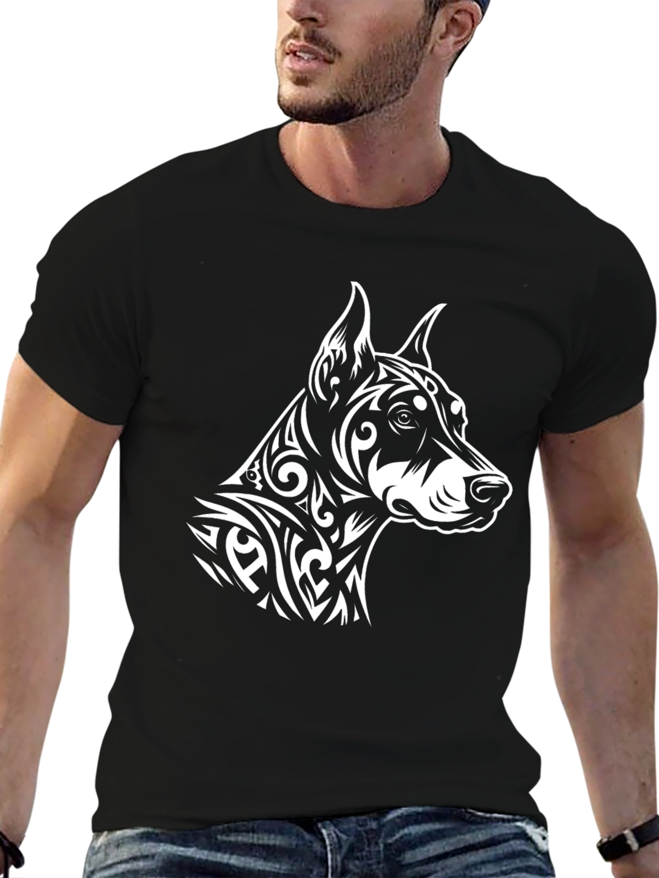 Doberman Dog Graphic T-Shirt - Black