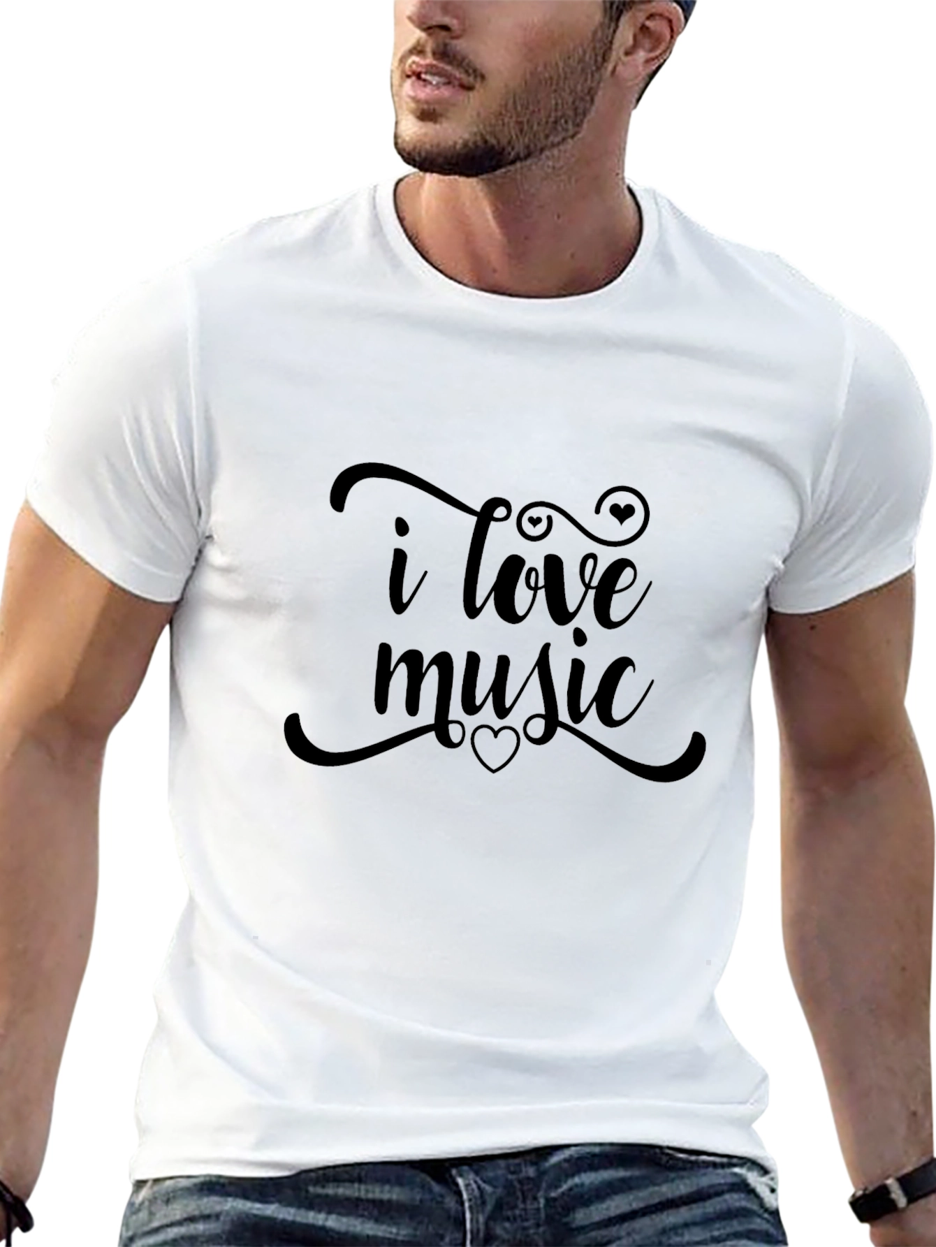 I Love Music Black Tee - Stylish Graphic T-Shirt