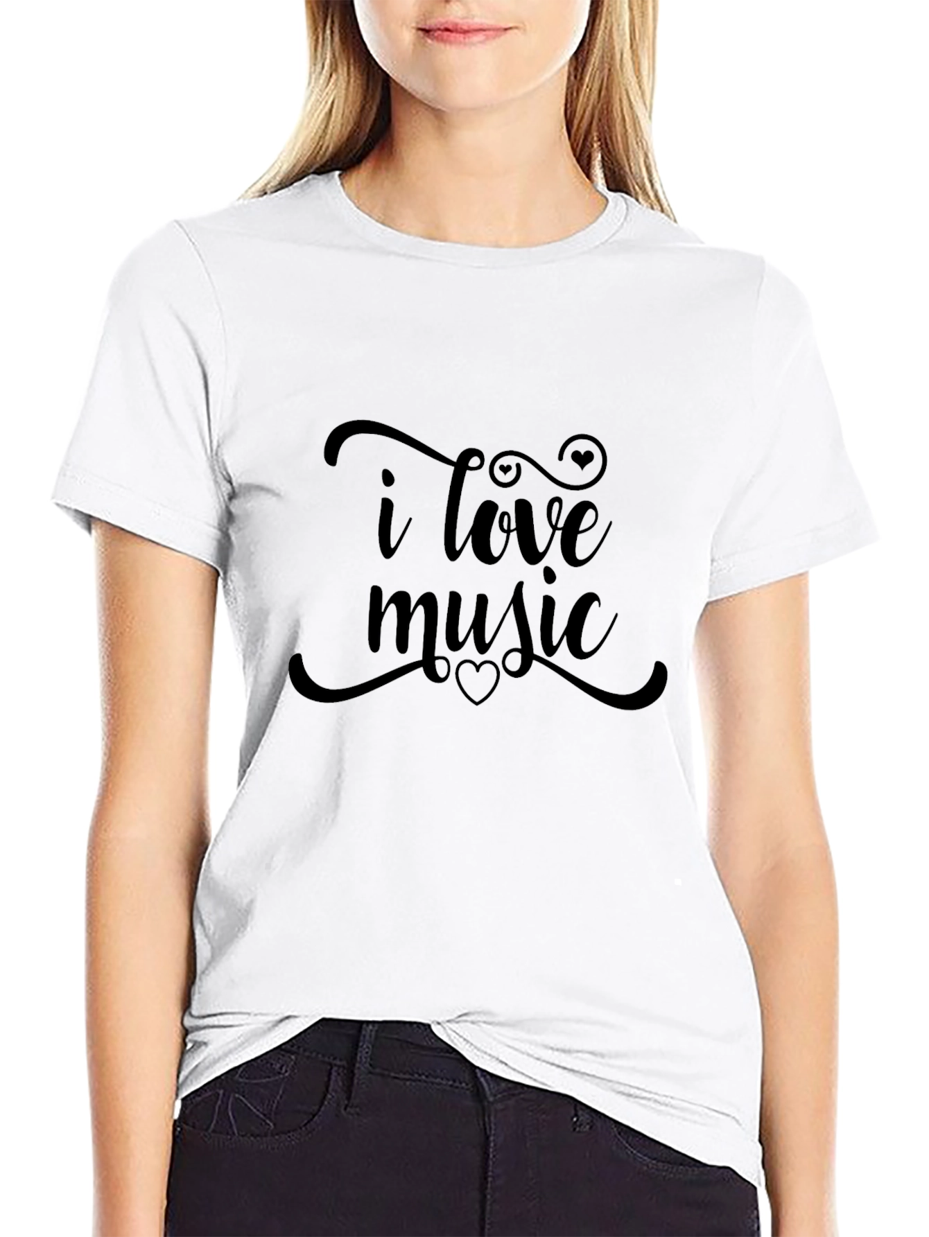 I Love Music Black Tee - Stylish Graphic T-Shirt
