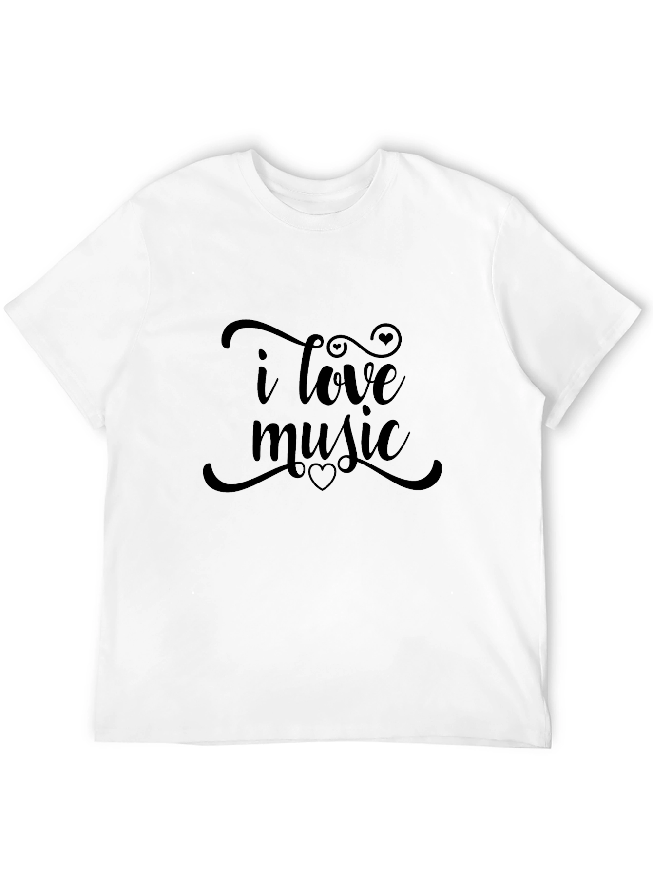 I Love Music Black Tee - Stylish Graphic T-Shirt