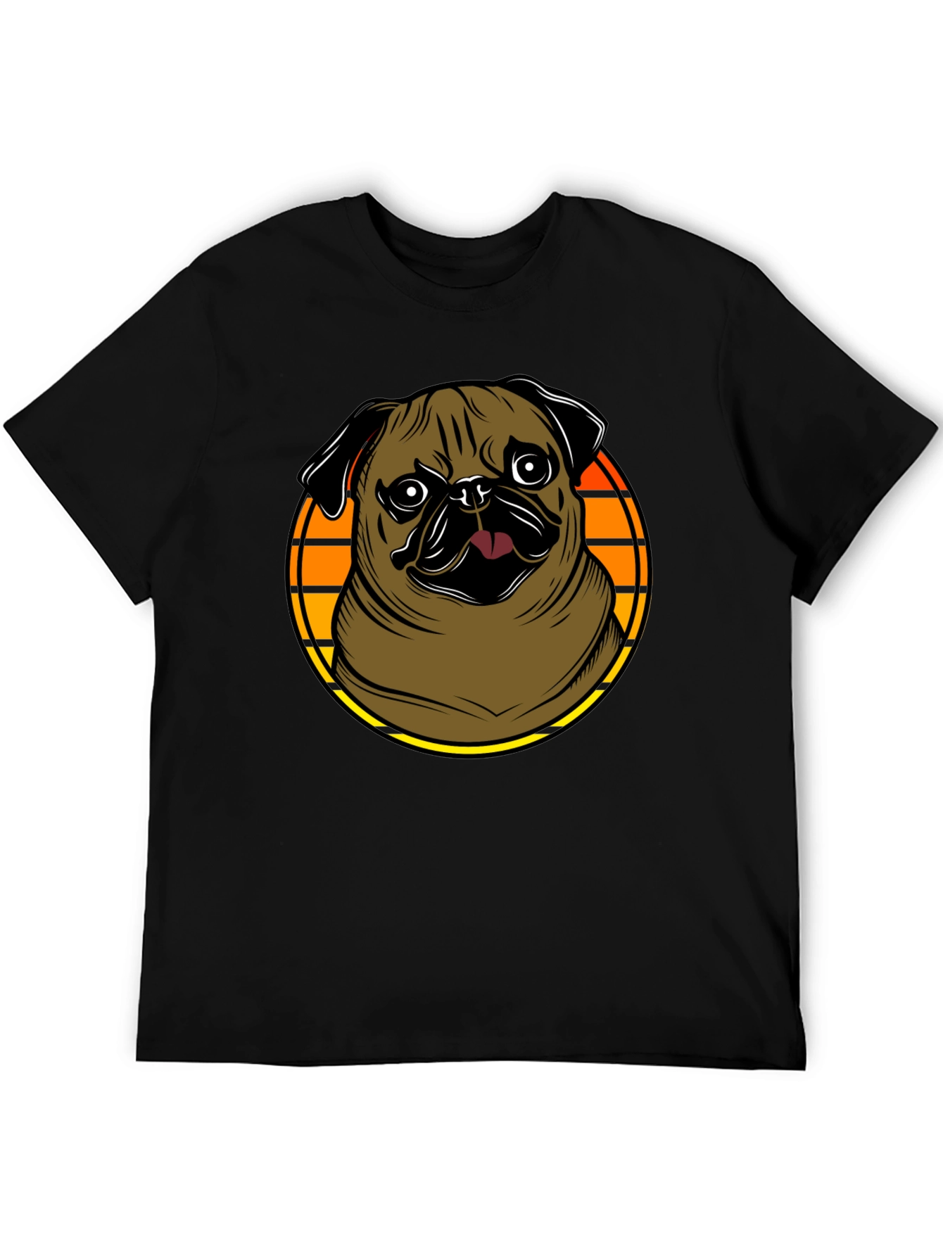 Pug Graphic Tee - Retro Sunset Design