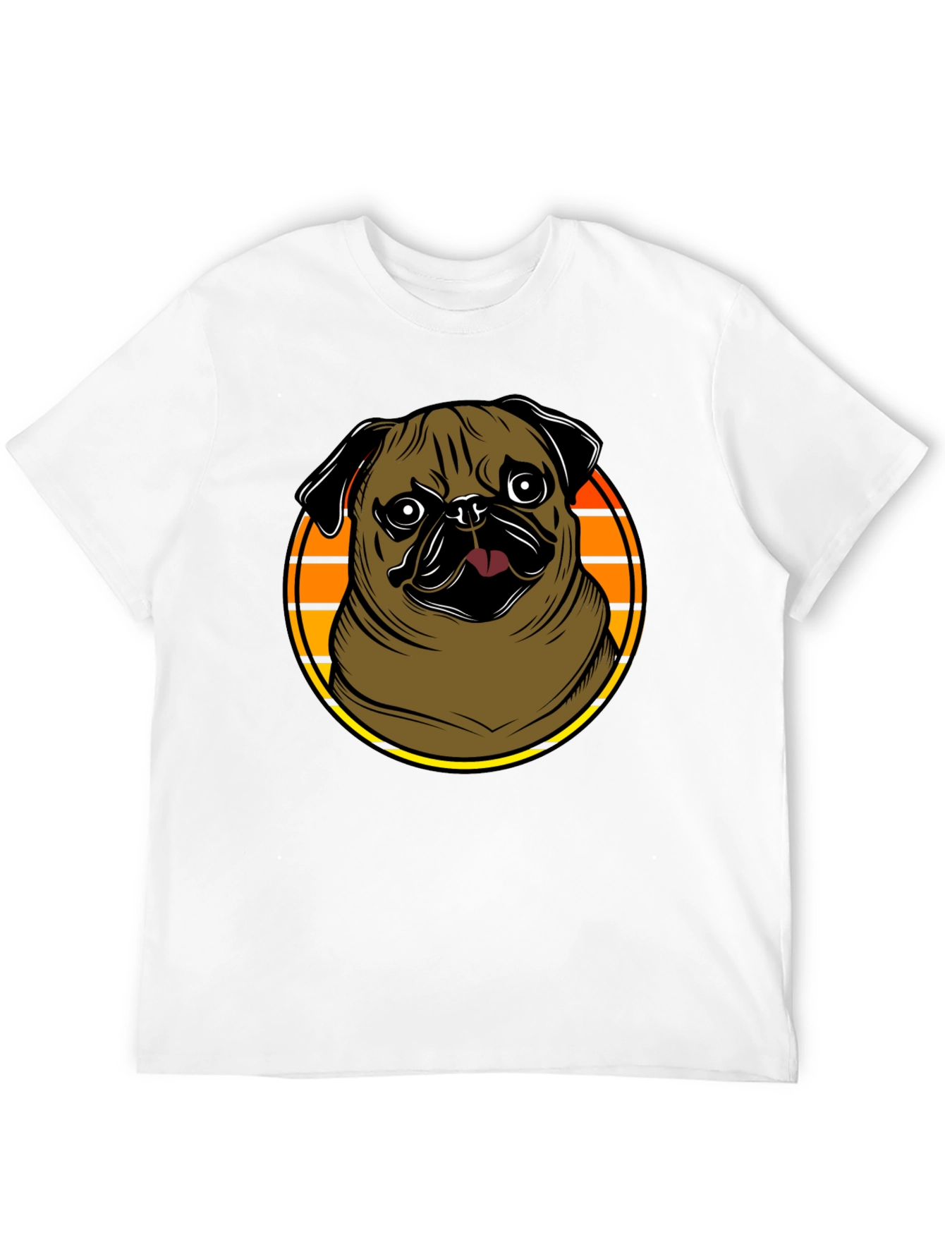 Pug Graphic Tee - Retro Sunset Design