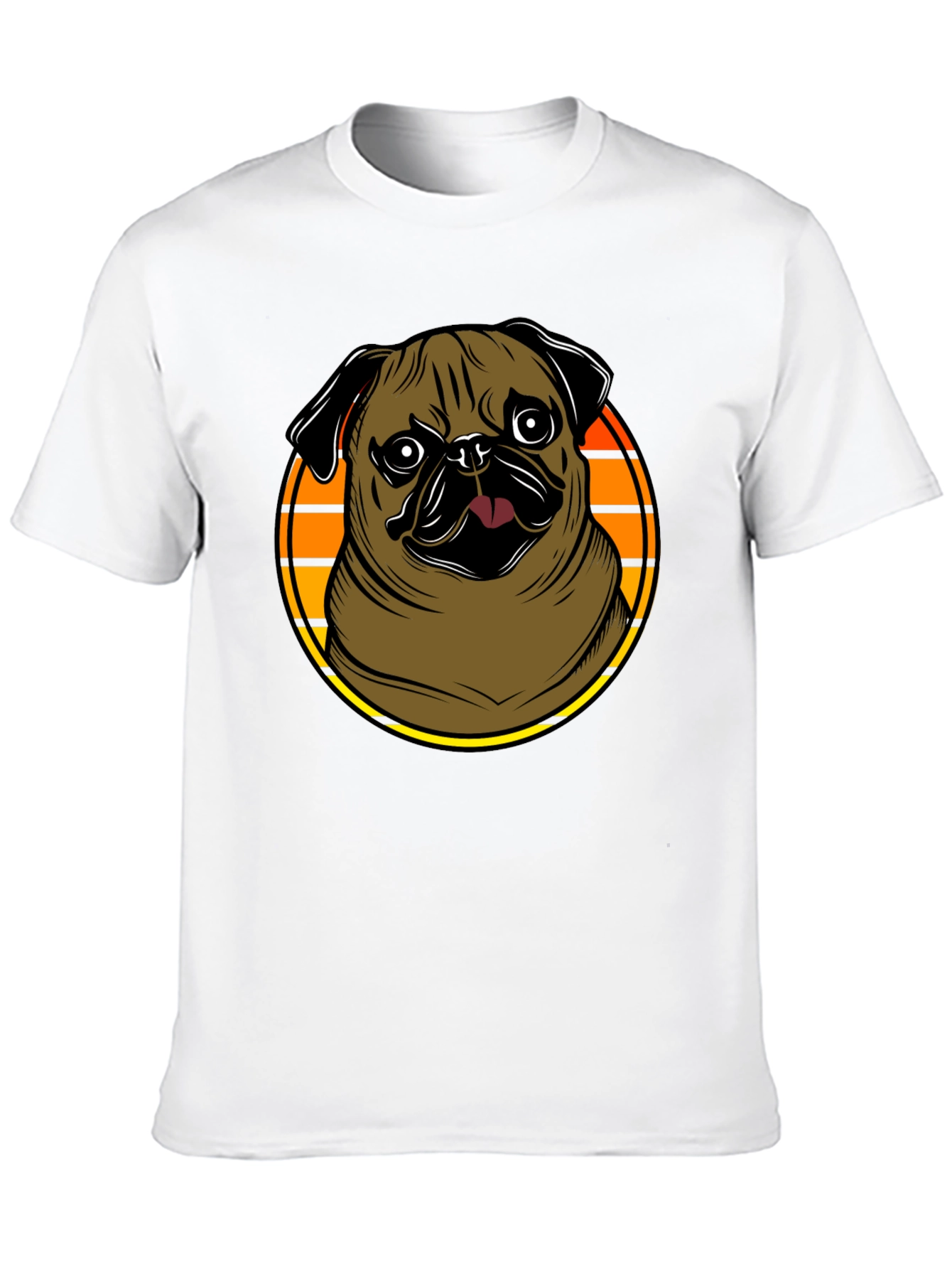 Pug Graphic Tee - Retro Sunset Design