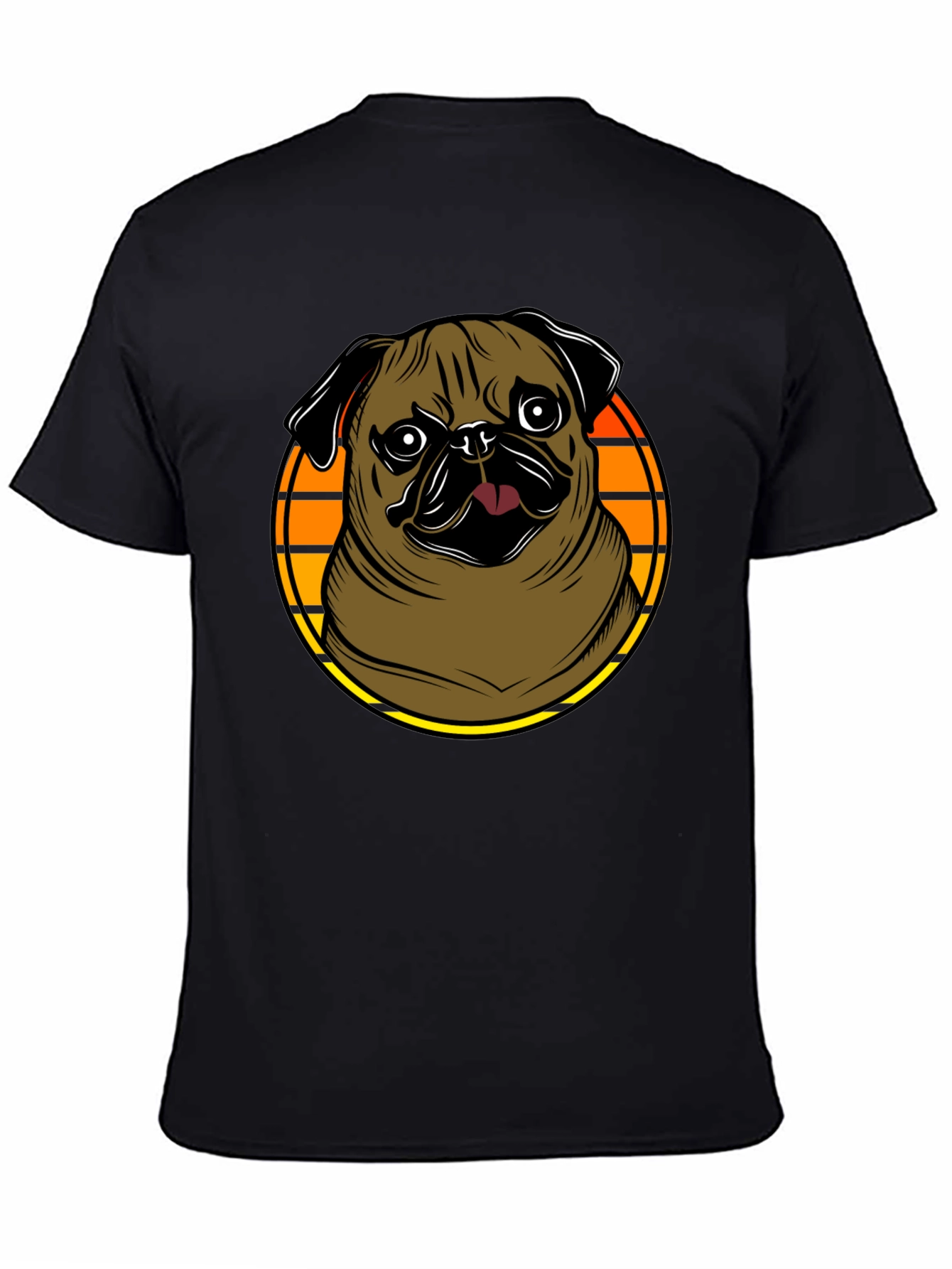 Pug Graphic Tee - Retro Sunset Design