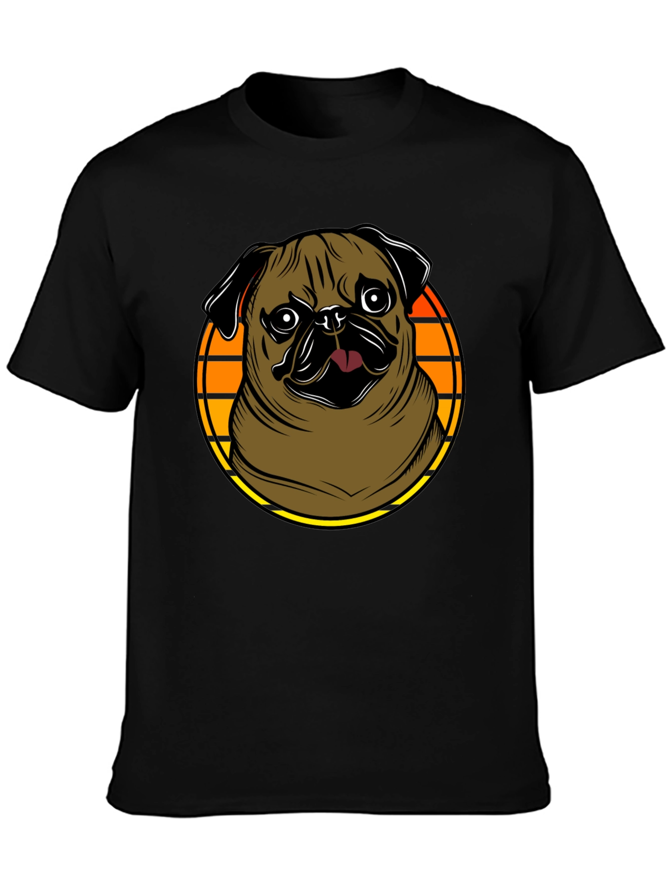 Pug Graphic Tee - Retro Sunset Design