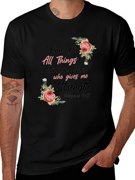 Floral Christian T-Shirt: I Can Do All Things