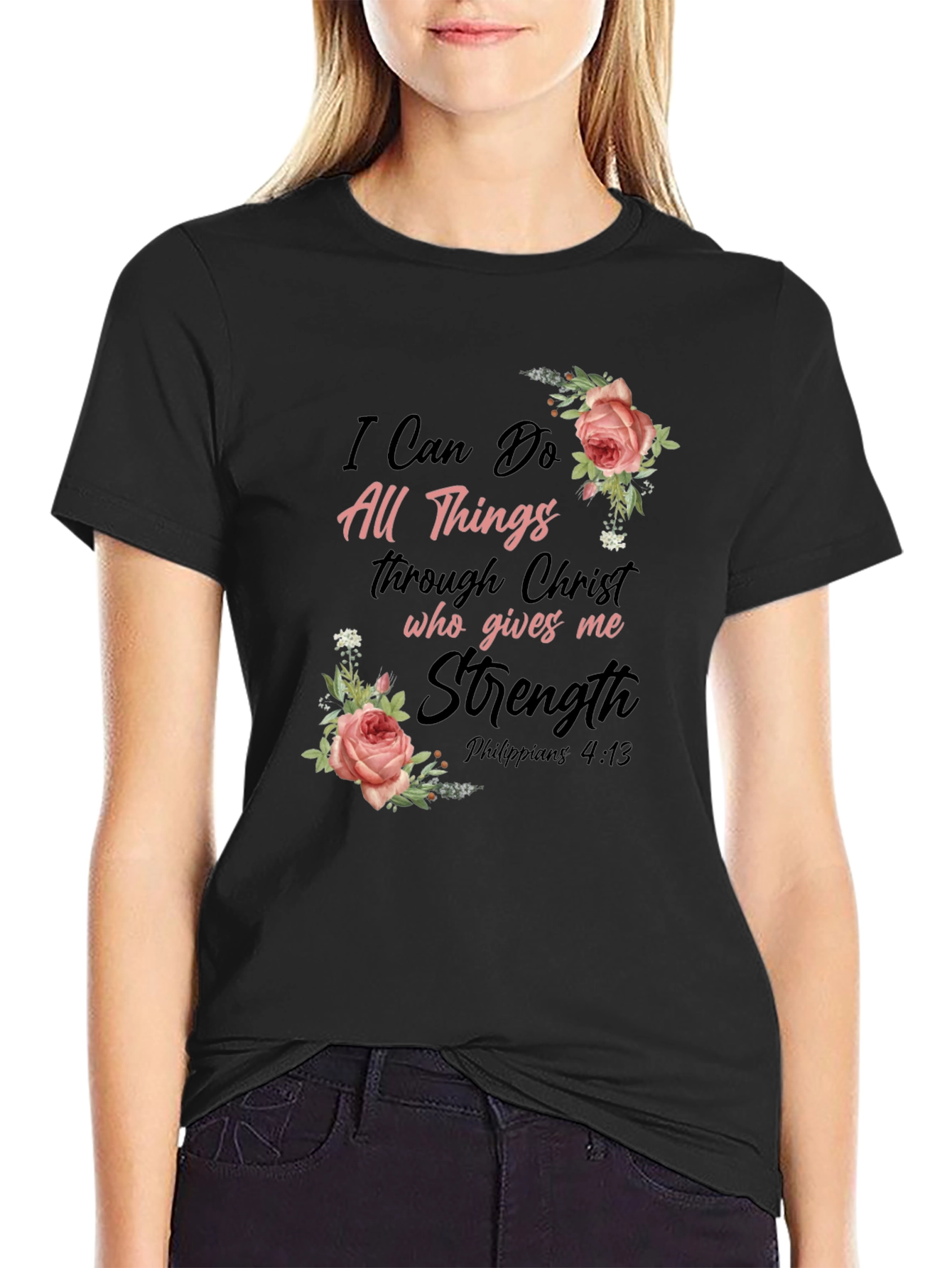 Floral Christian T-Shirt: I Can Do All Things
