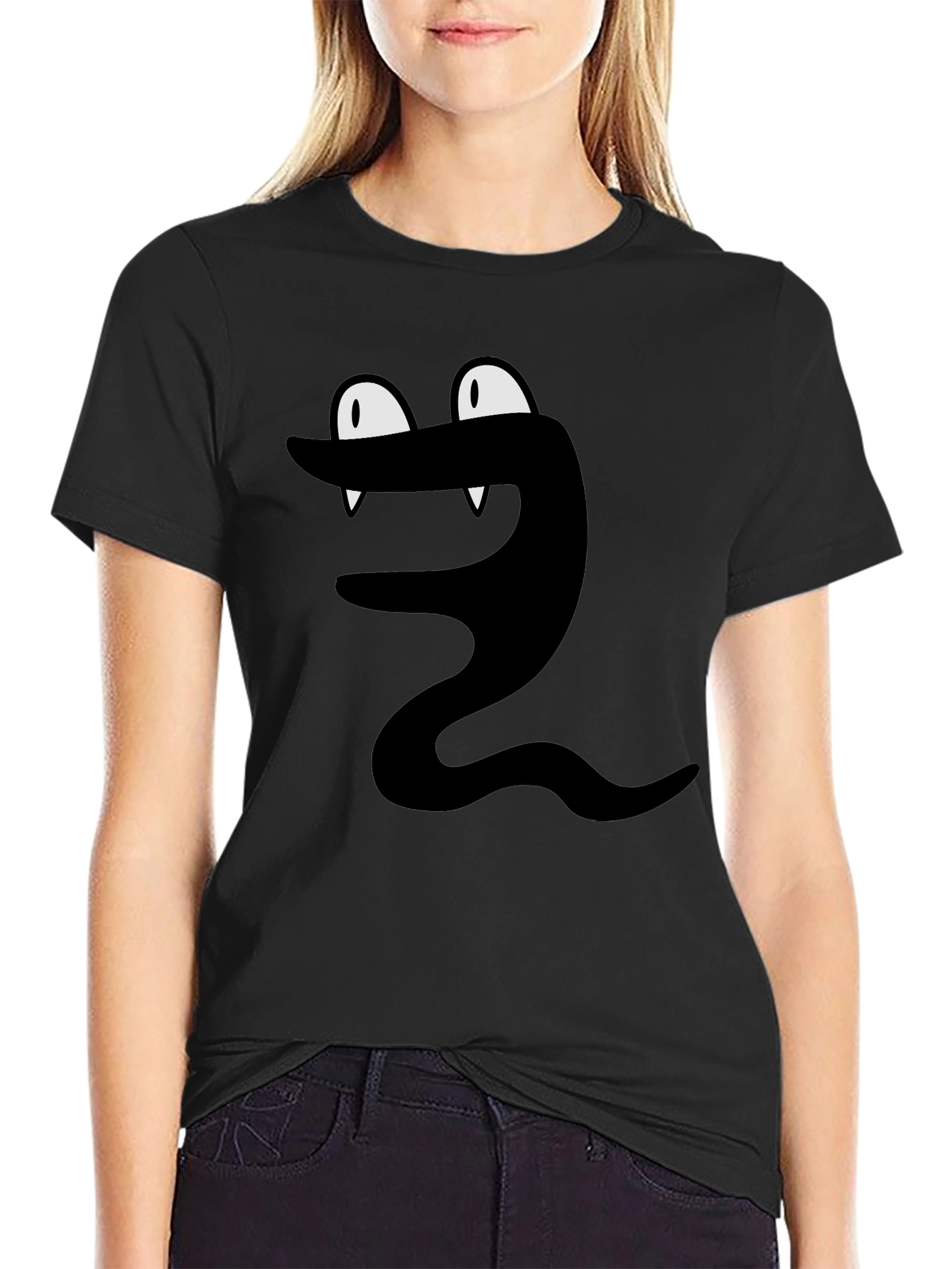 Black Snake Cartoon Graphic T-Shirt
